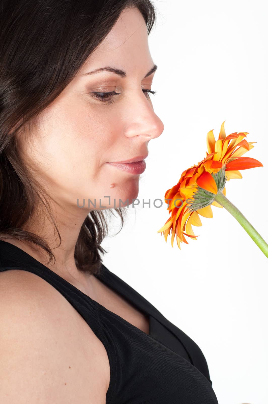 Shot of young beautiful woman isolated on white