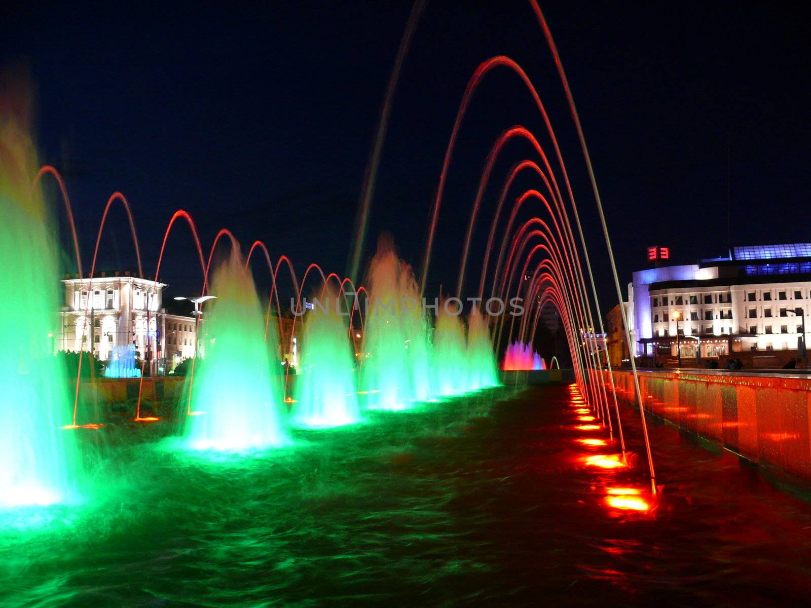 Color Fountains in Kazan. Night view