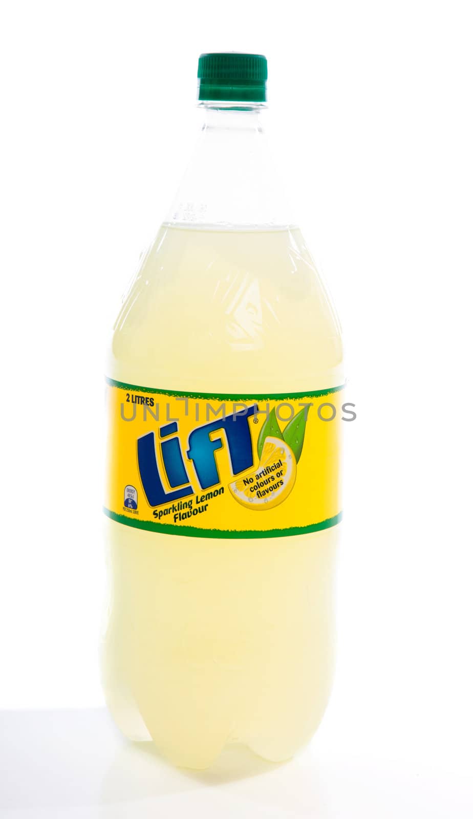 Bottle of Lift 2 litre - carbonated lemon flavoured drink, softdrink, fizzy drink.  Made by the Coca Cola company.