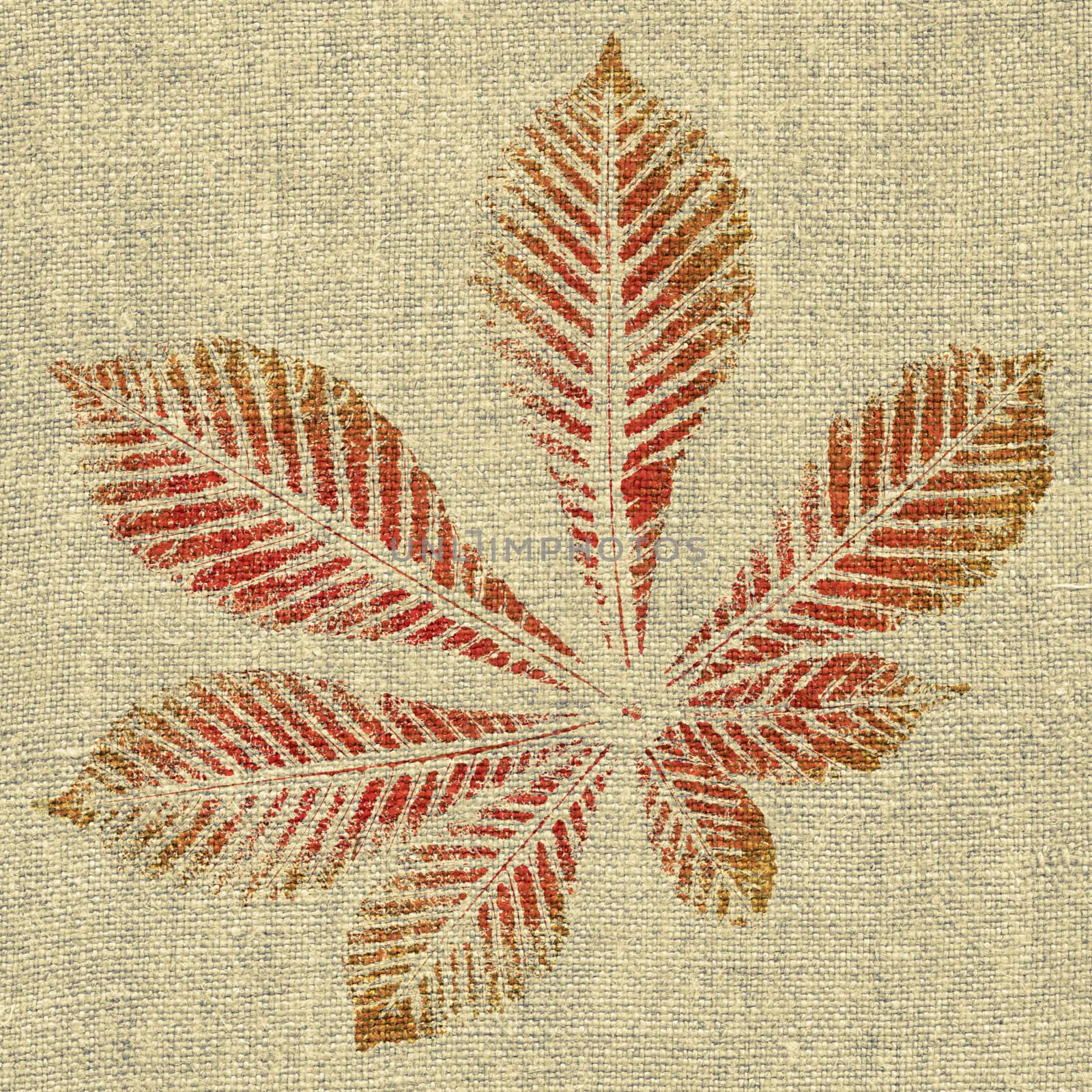 Abstract foliage color background on a linen homemade canvas