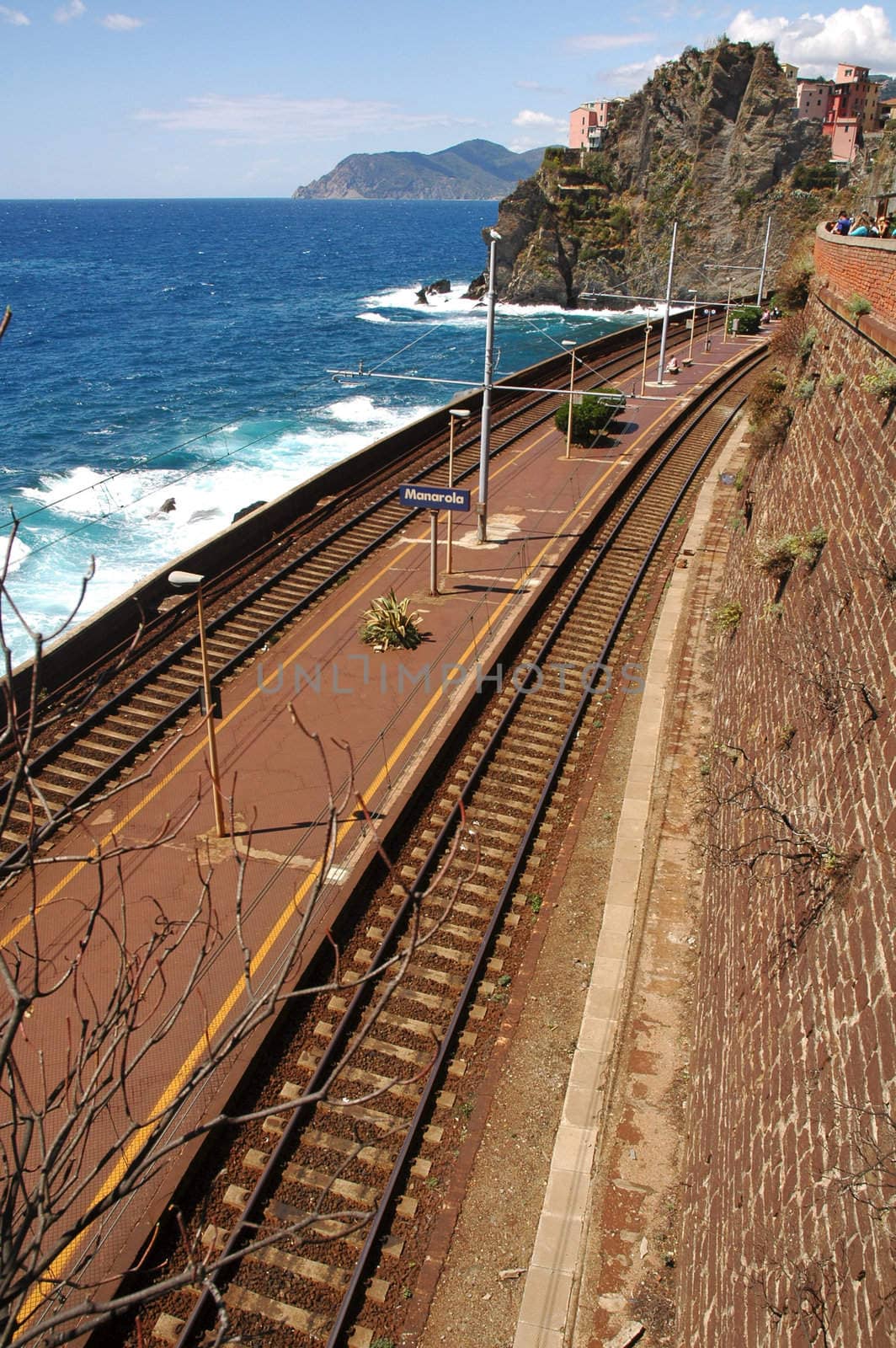 Railway of italian coast neat Cinque Terre