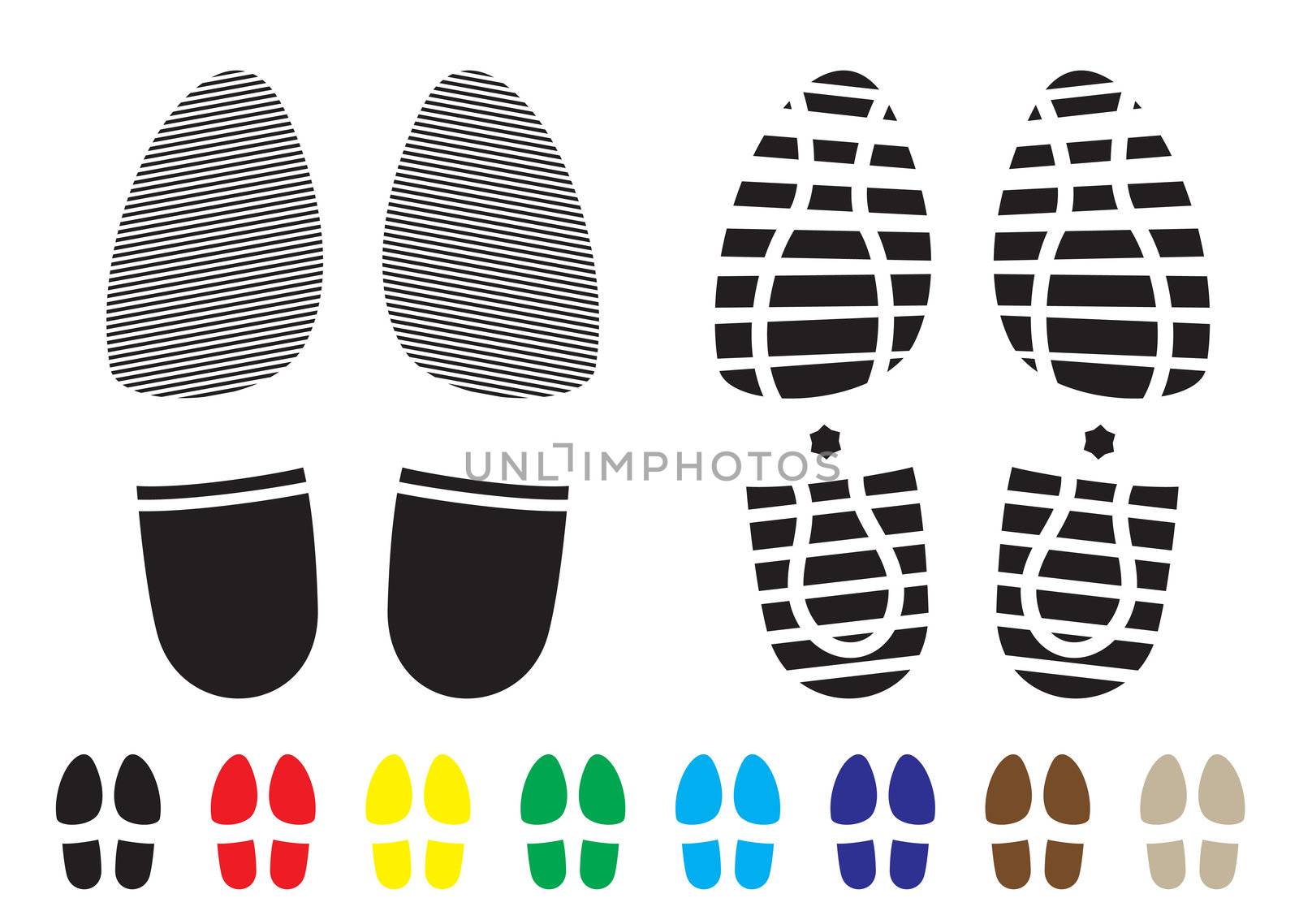 shoe print pattern with outline and template samples
