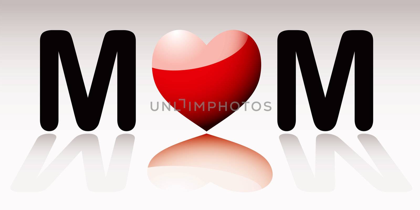 Love heart mum icon for mothers day with reflection