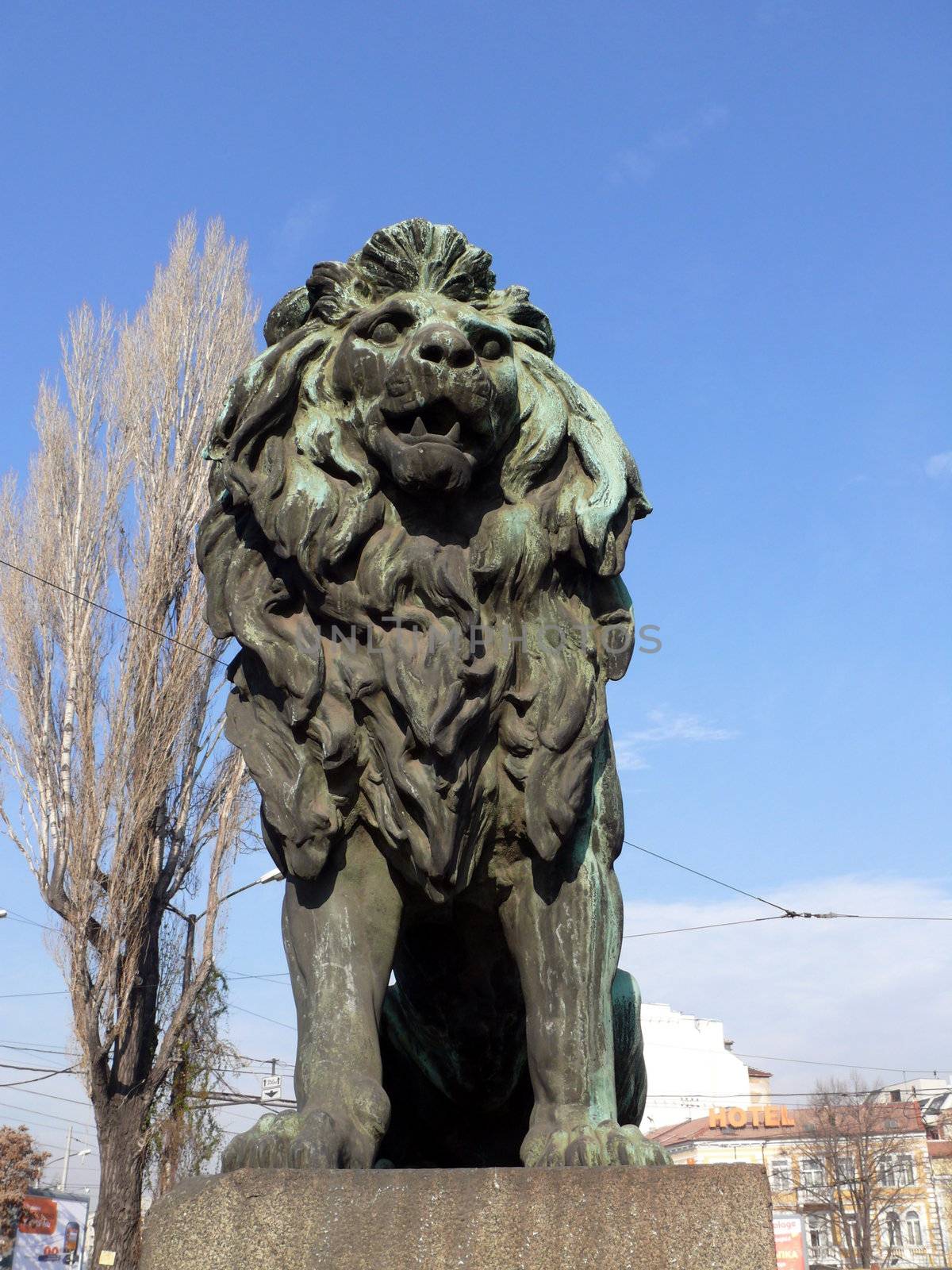 Monument in Lion bridge. Sofia, Bulgaria by Stoyanov