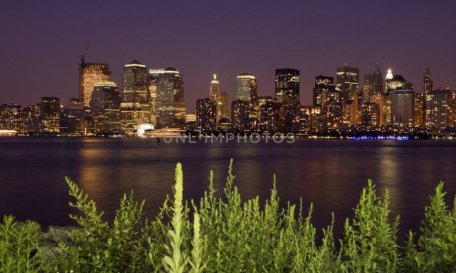World Trade Center and surroundings from Jersey City, Hudson river, Manhattan, New York