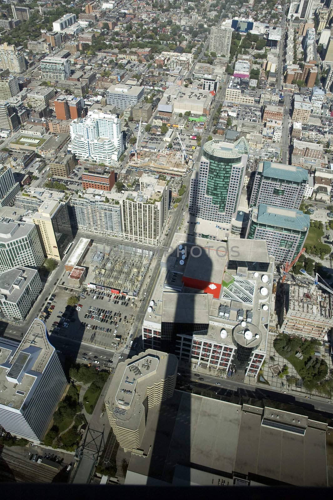 view from CN tower in Toronto, landmark shadow