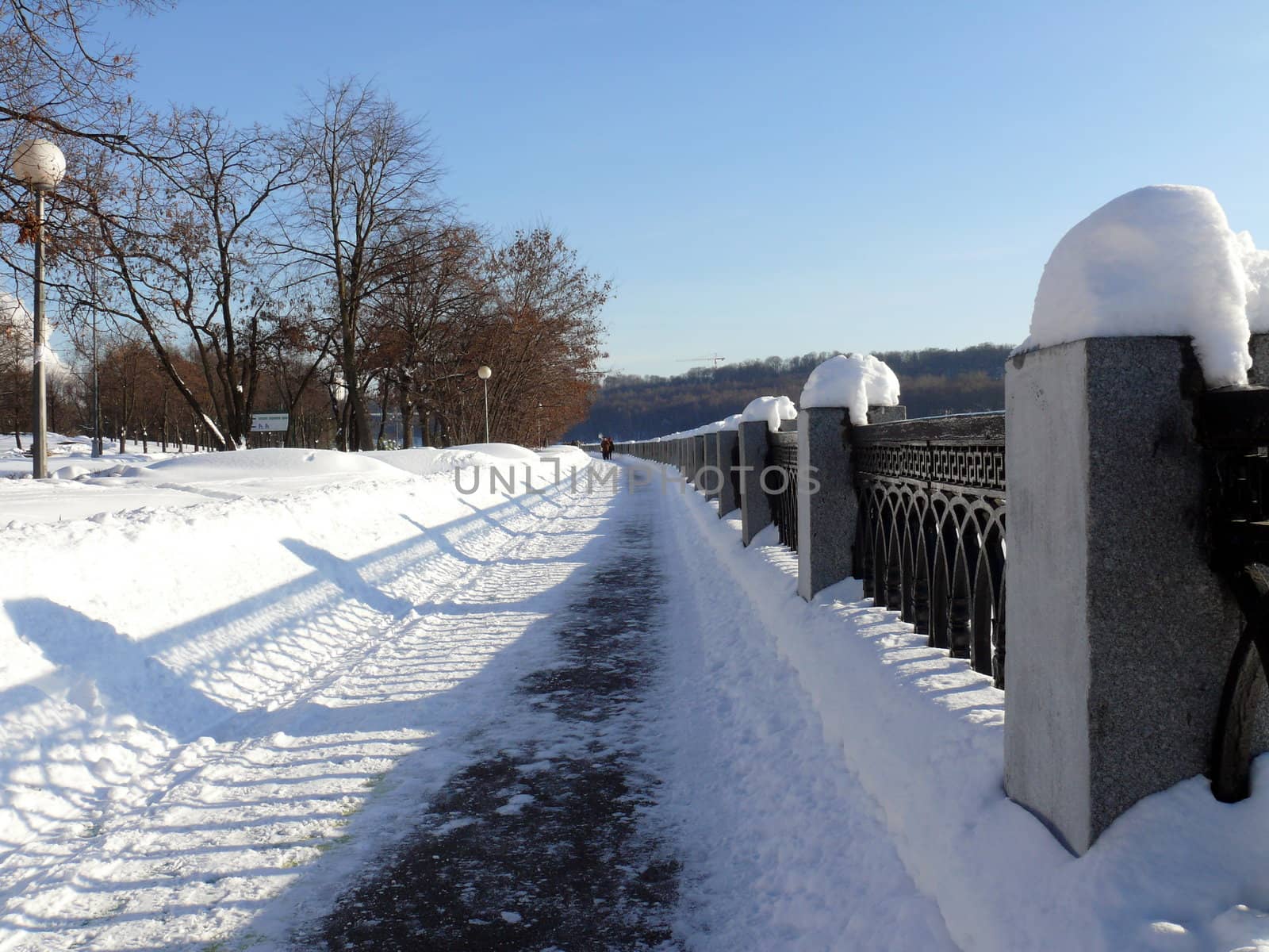 Luzhnetskaya embankment in winter. Moscow, Russia