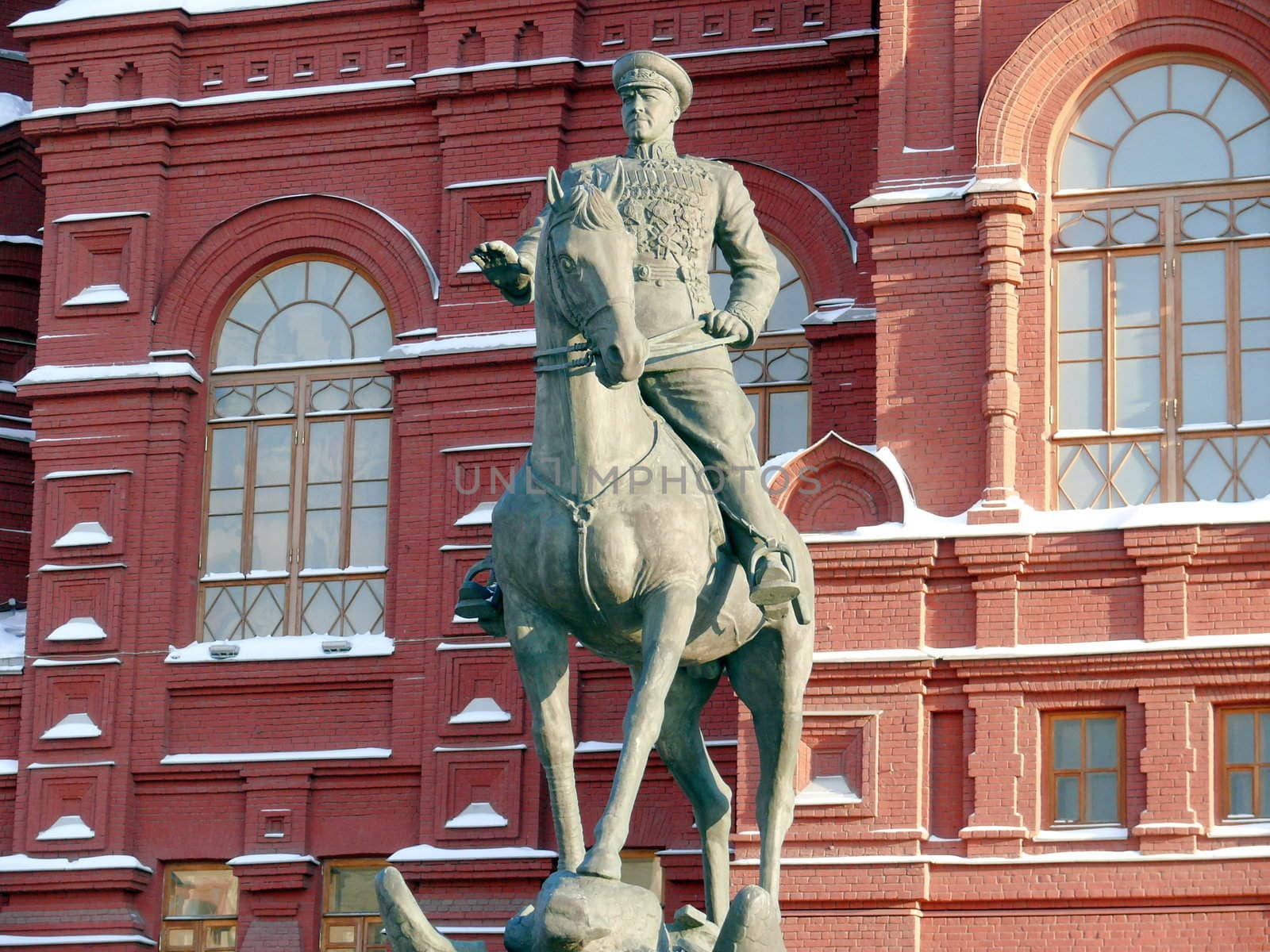 Zhukov monument near National historic musium in Moscow, Russia