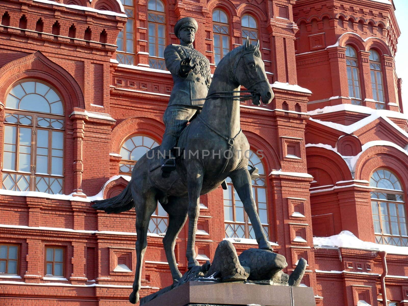 Zhukov monument near National historic musium in Moscow, Russia