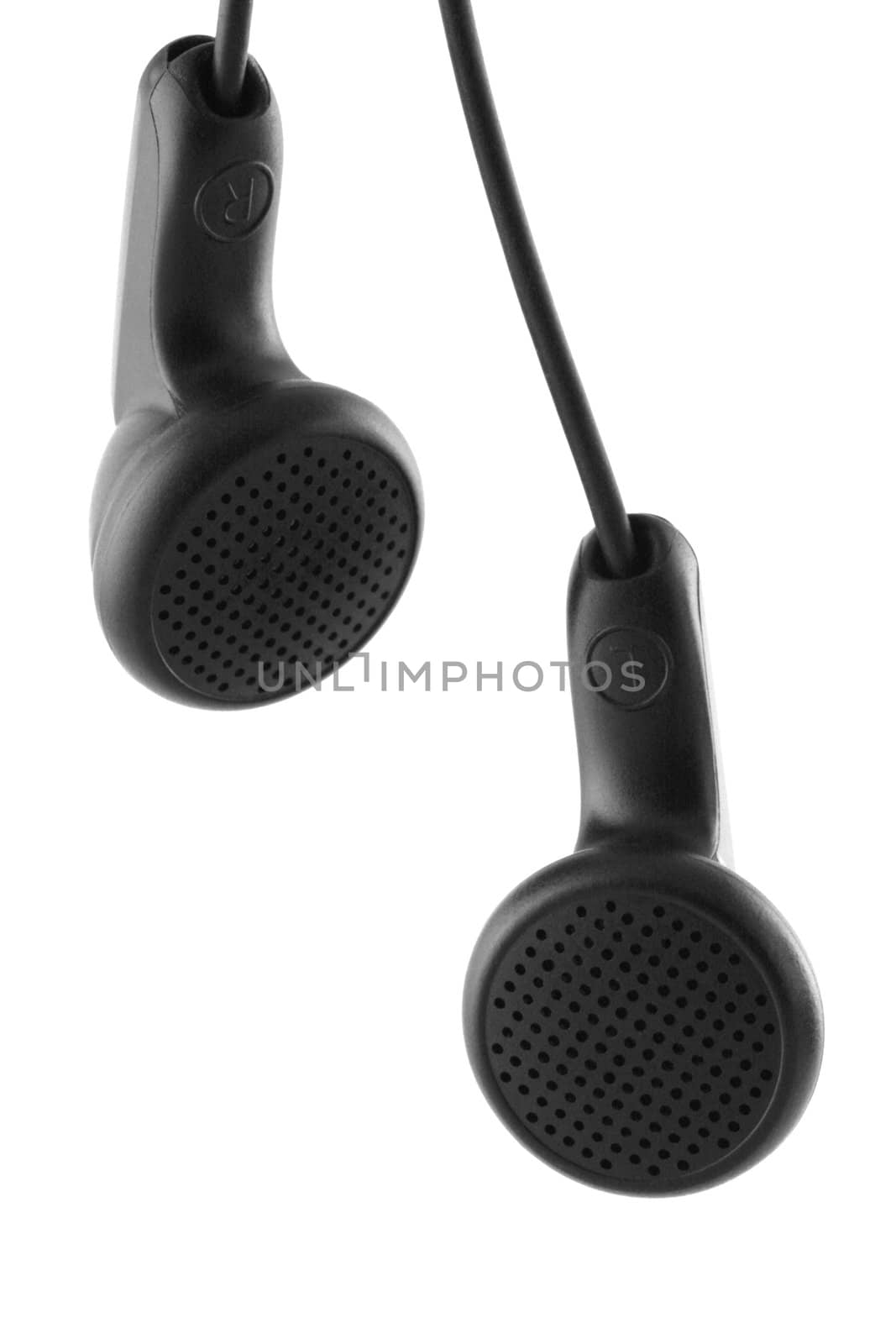 Brand new earphones isolated in white