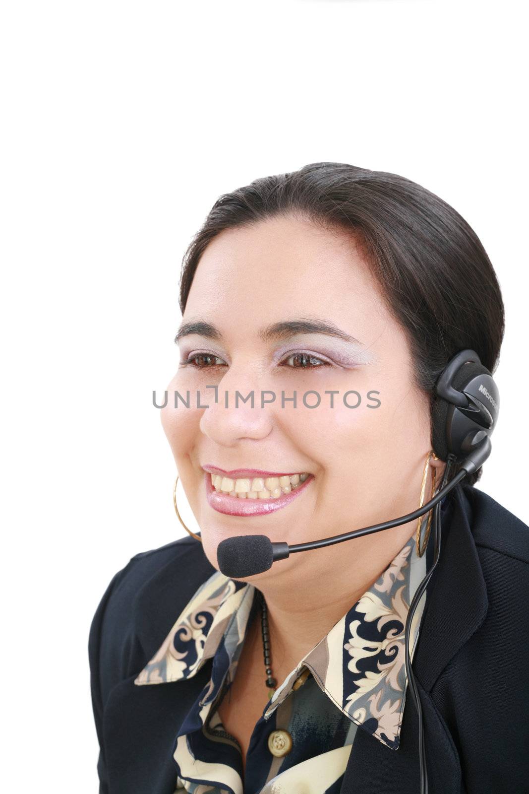 Close-up portrait of a customer service agent, isolated on white by dacasdo