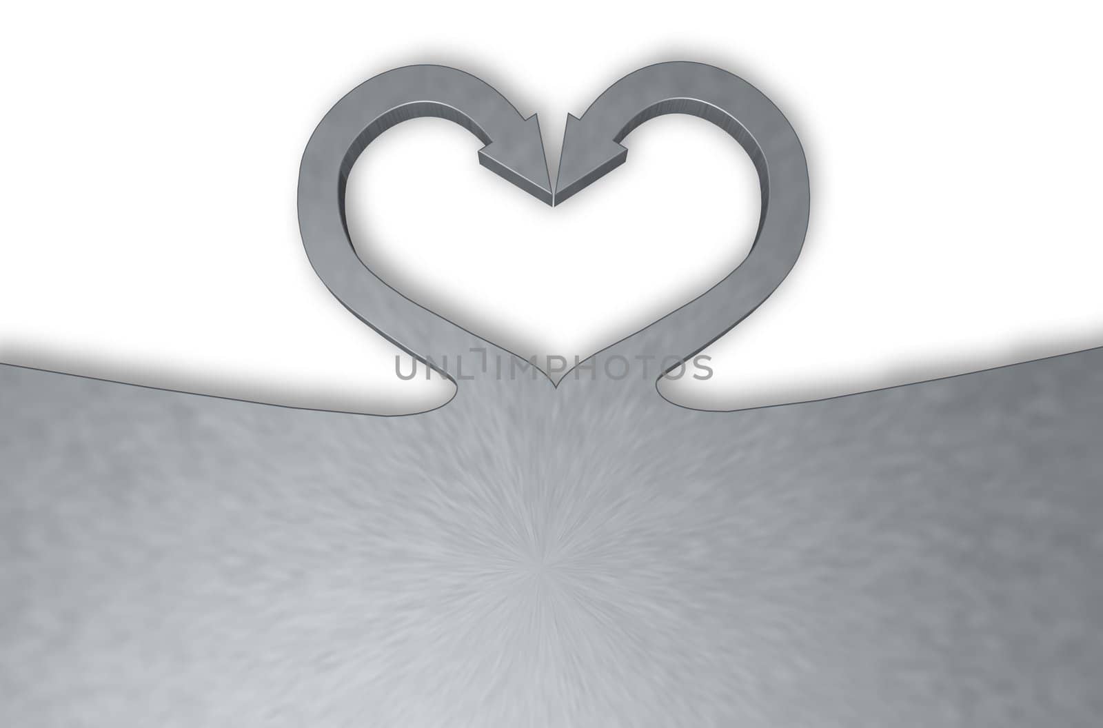 two arrows make a heart symbol - 3d illustration