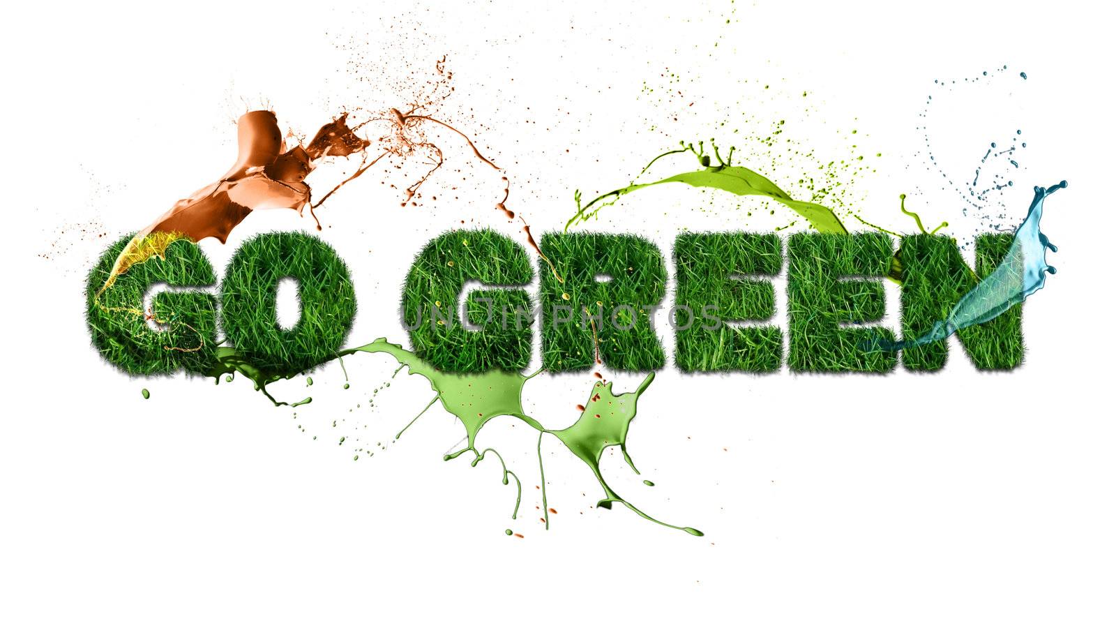 Go Green sign and splash by cienpies