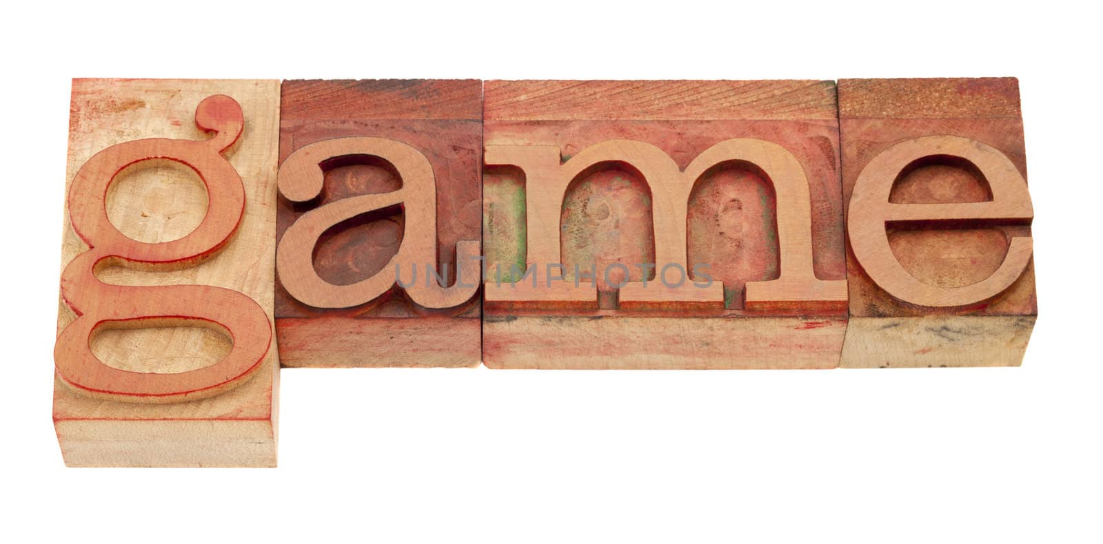 game - word in letterpress type by PixelsAway