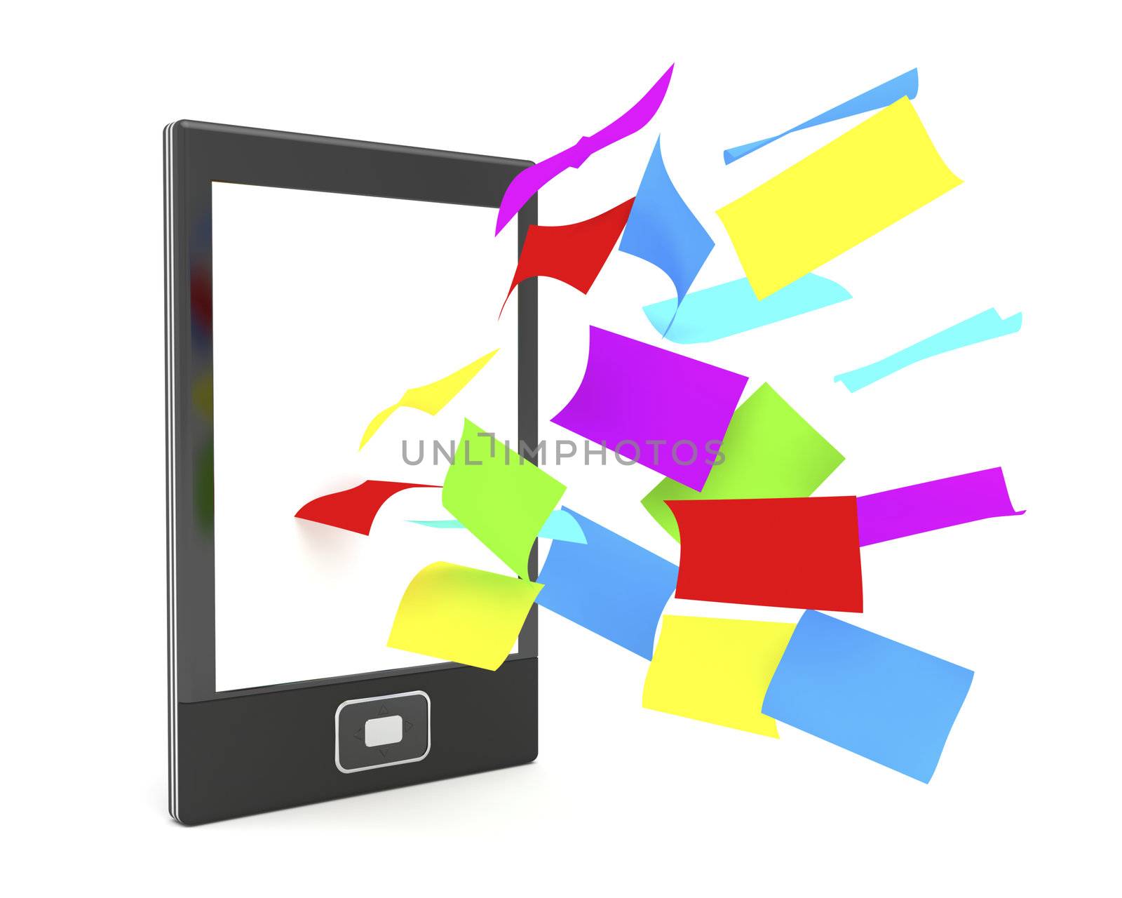 E-book reader with colorful papers by magraphics