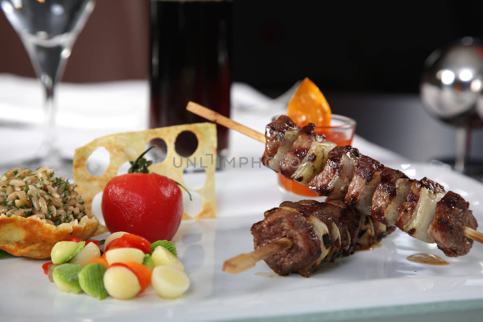 Meat Skewers with tomato and rice by shamtor