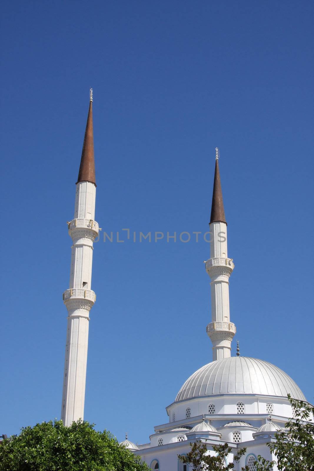 Twin Minarets on a mosque in Turkey