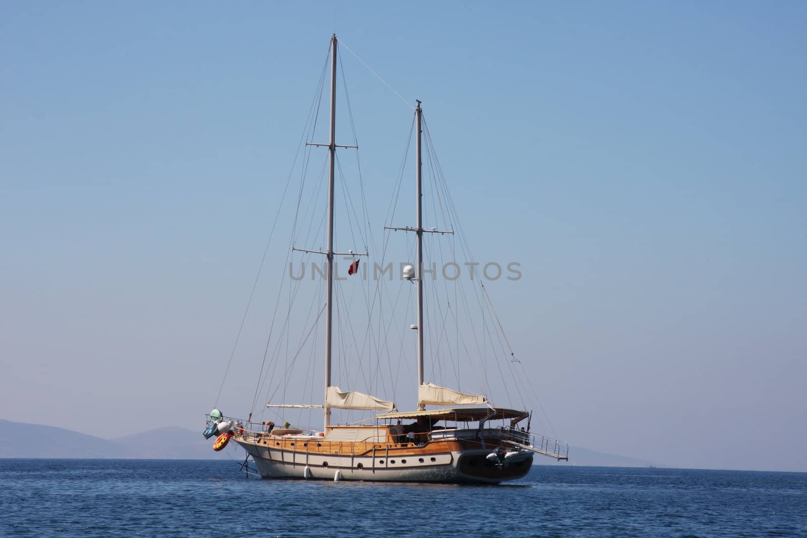 Traditional Turkish boat or gulet cruising at sea
