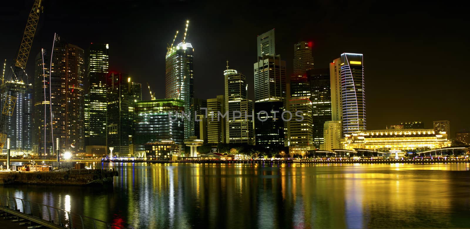 Construction by Singapore River Skyline at Night by Davidgn