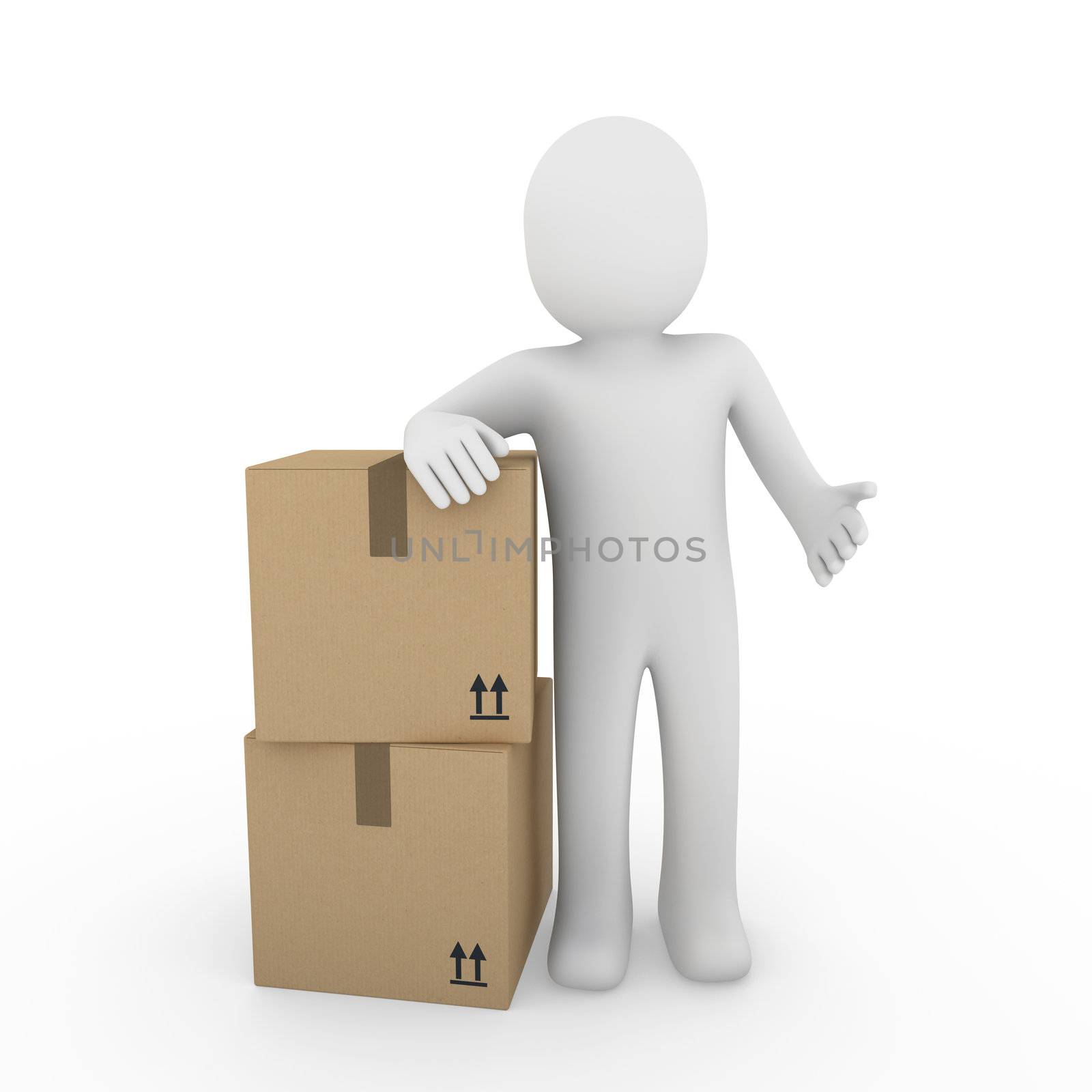 3d, human, shipping, transport, container, box, package, man