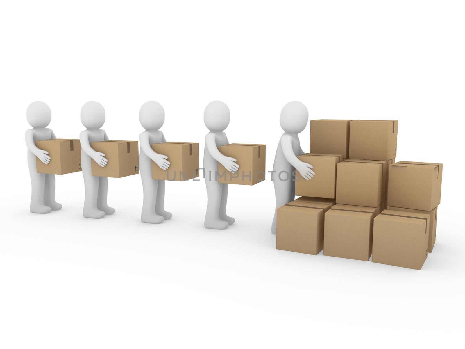 3d, human, shipping, transport, container, box, package, man