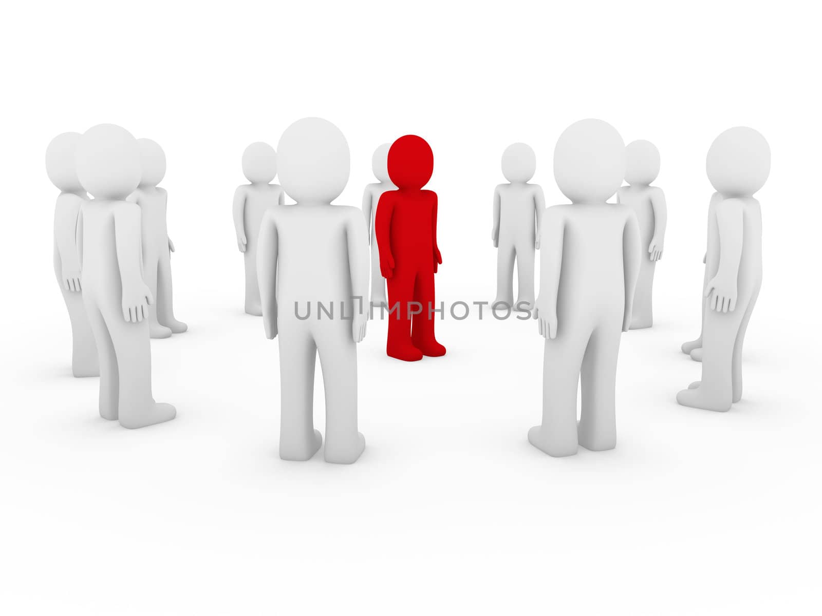 3d, human, circle, red, white, teamwork, business, group