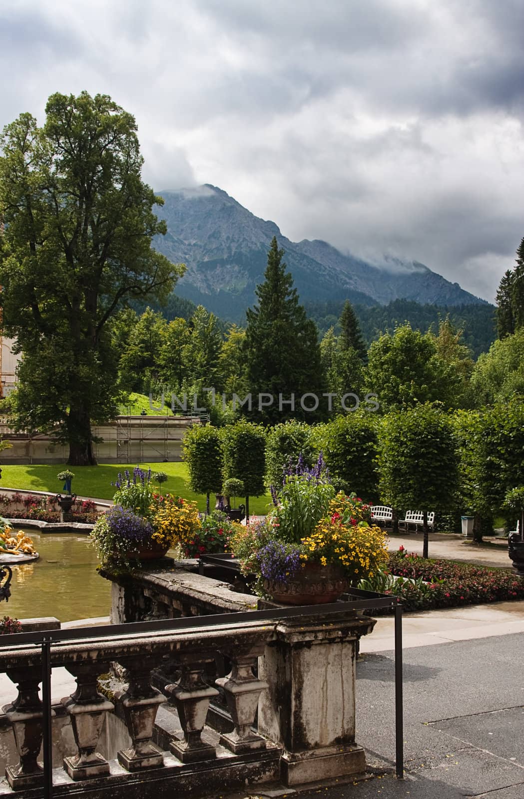 Nicely decorated medieval garden in Alpes