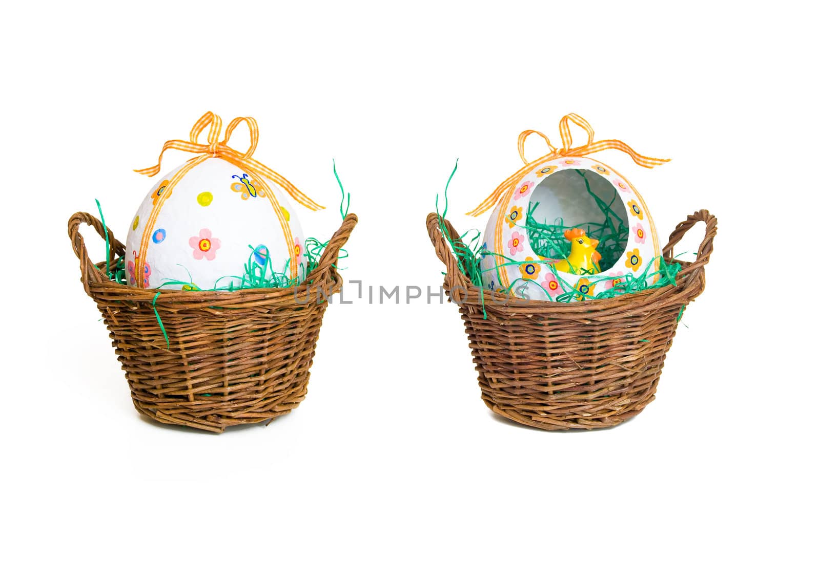 Handmade easter basket isolated on a white background