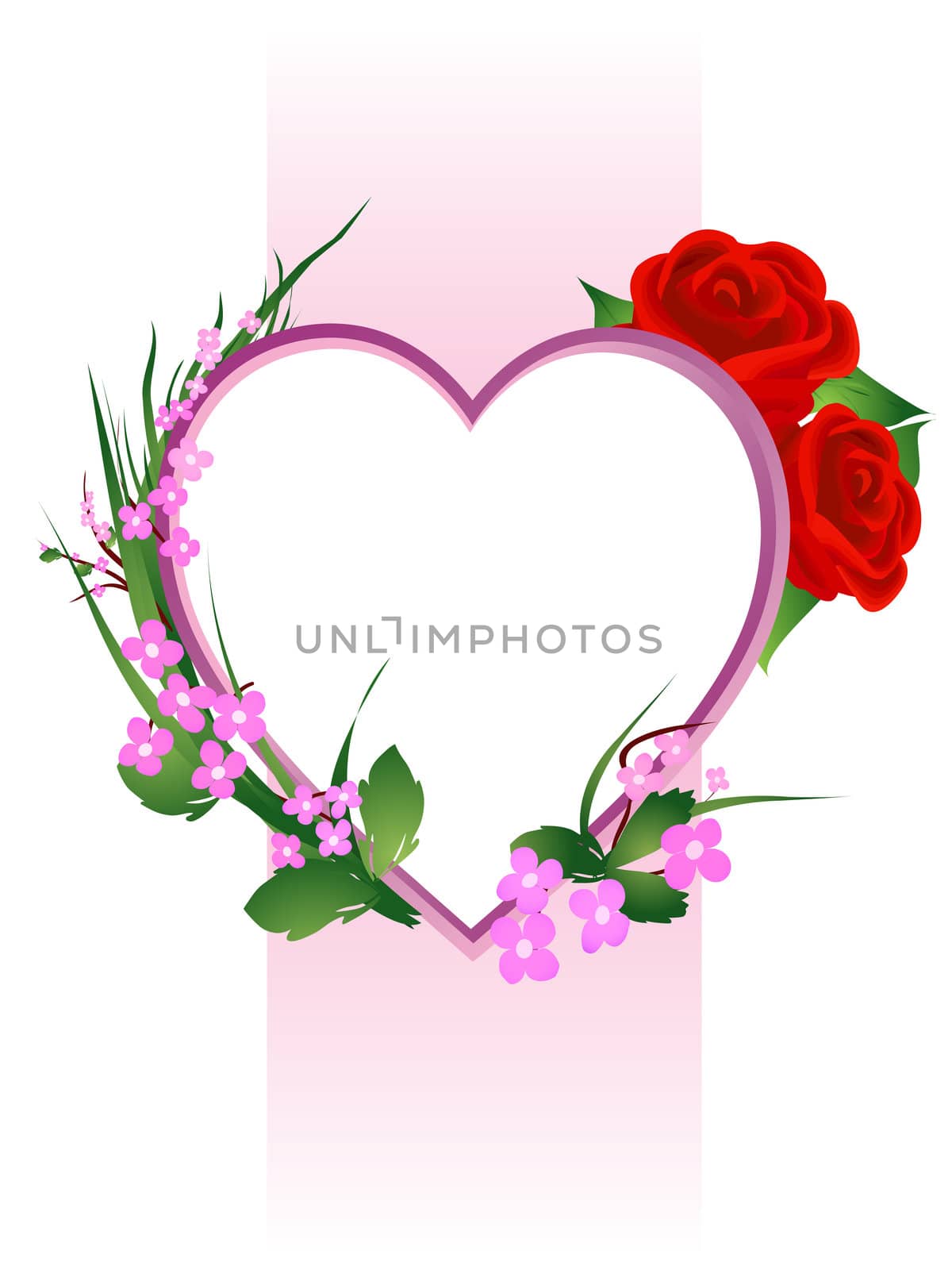 Valentines Day floral composition, isolated objects over white
