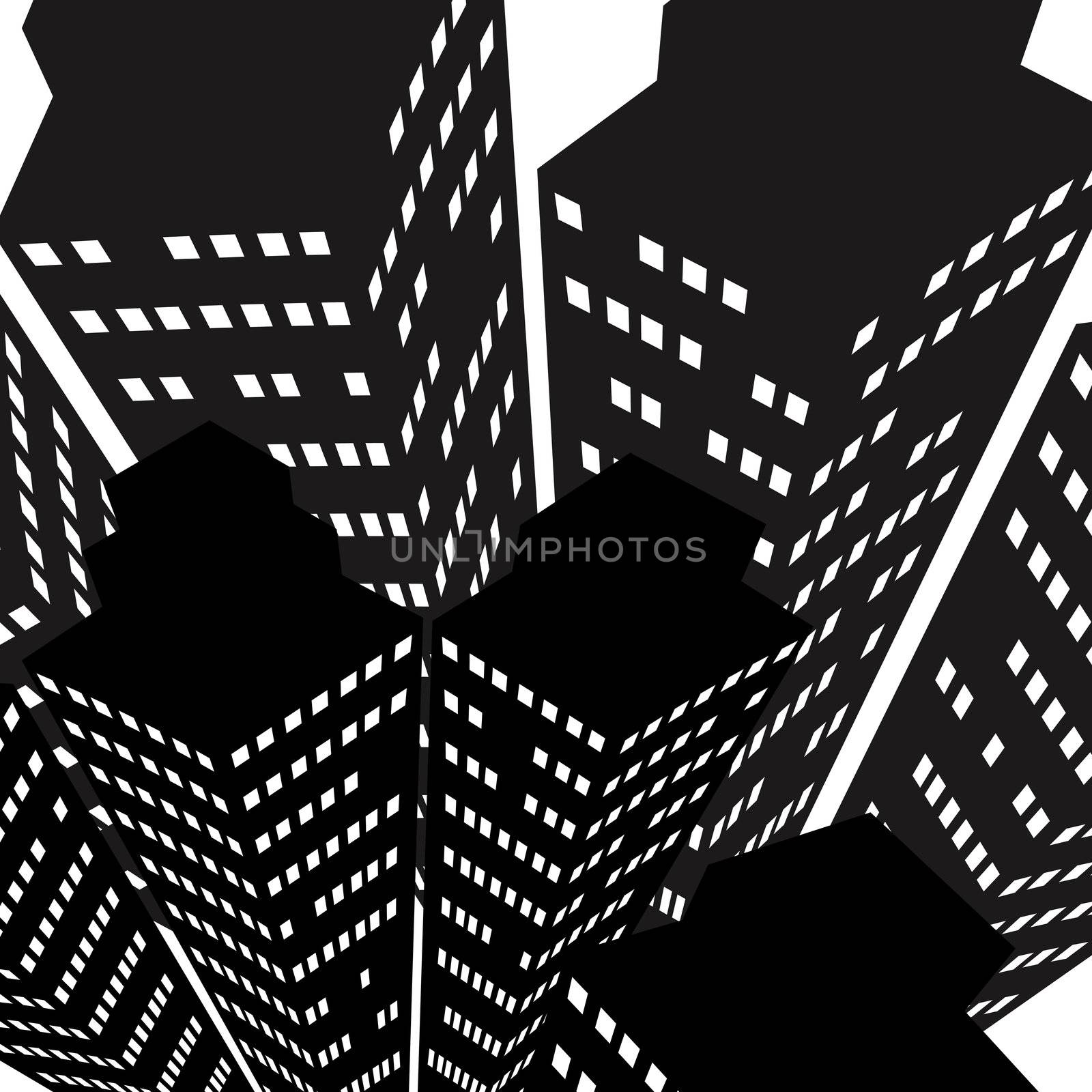 Skyscrapers icon, aerial perspective background