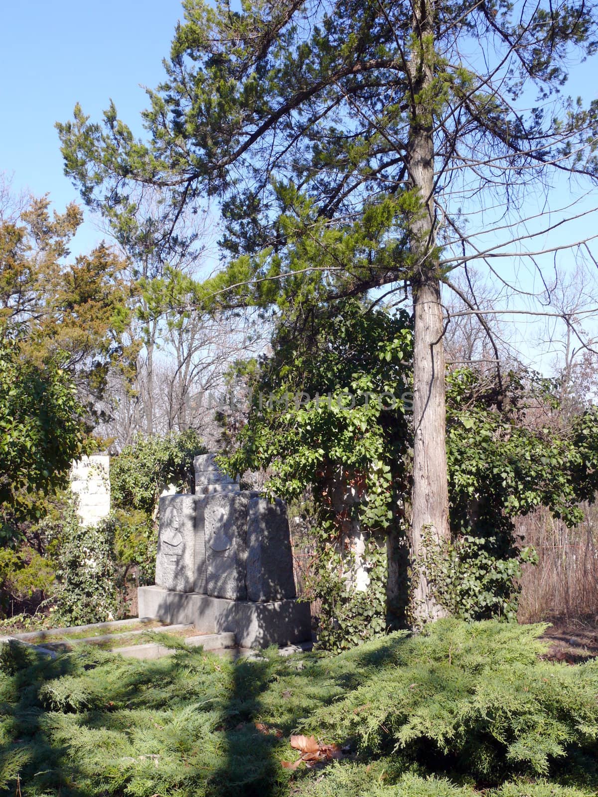 old gravestones in Skobelev park, Pleven, Bulgaria by Stoyanov