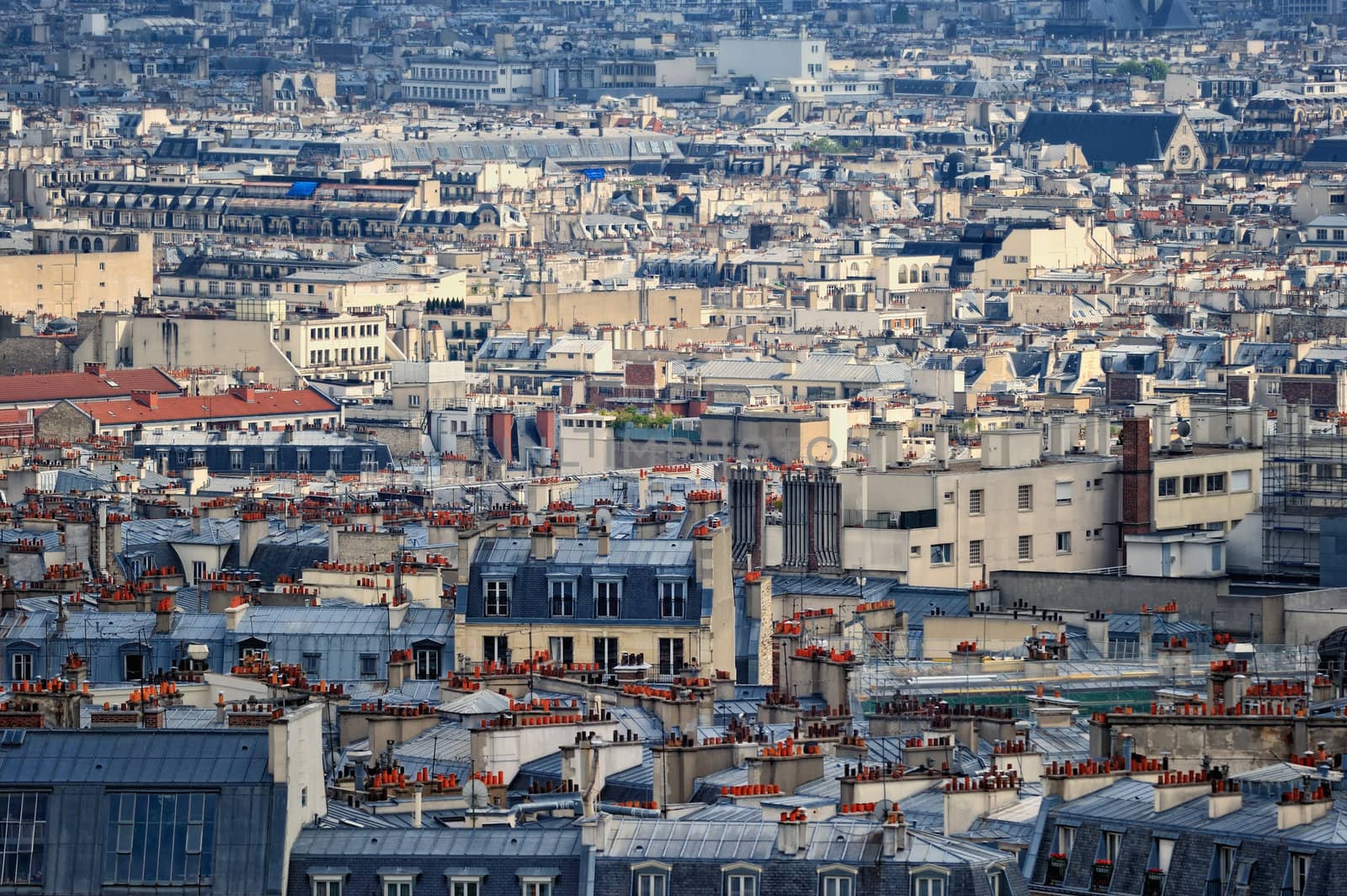 Panoramic view residential quarter of Montmartre at summer day