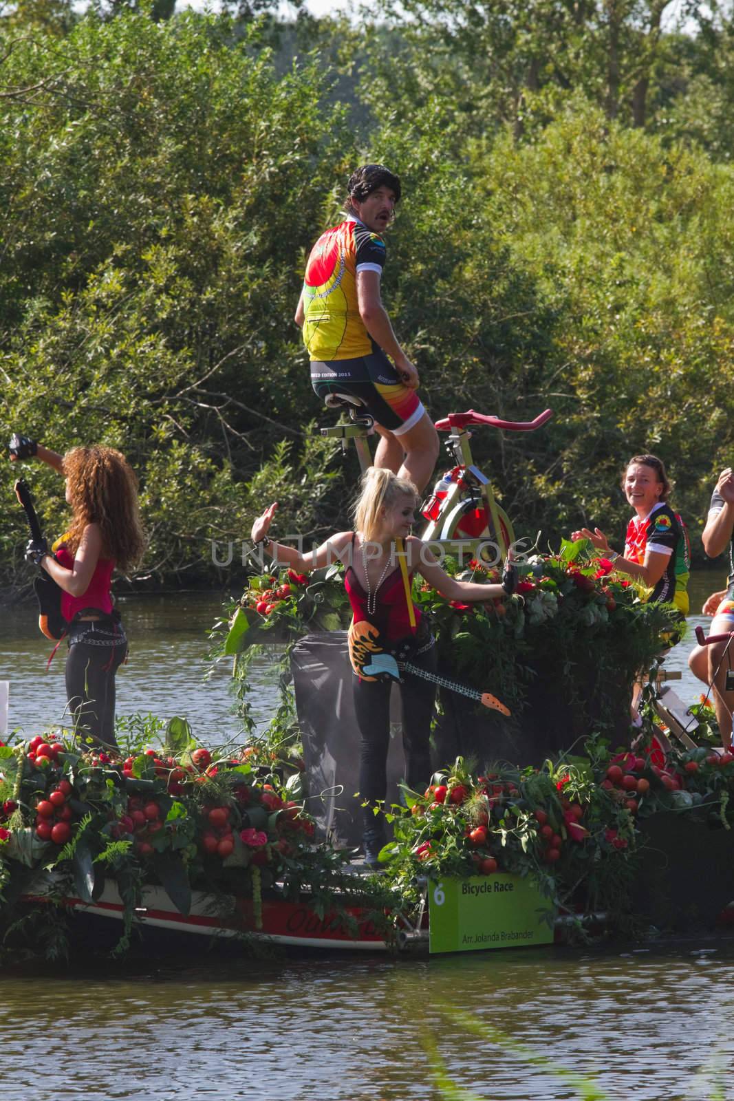 VLAARDINGEN - AUGUST 05: Each year this unique floating parade of beautiful decorated boats sail through the Westland. Theme this year: Theatre on water, August 05, 2011, Vlaardingen, the Netherlands

