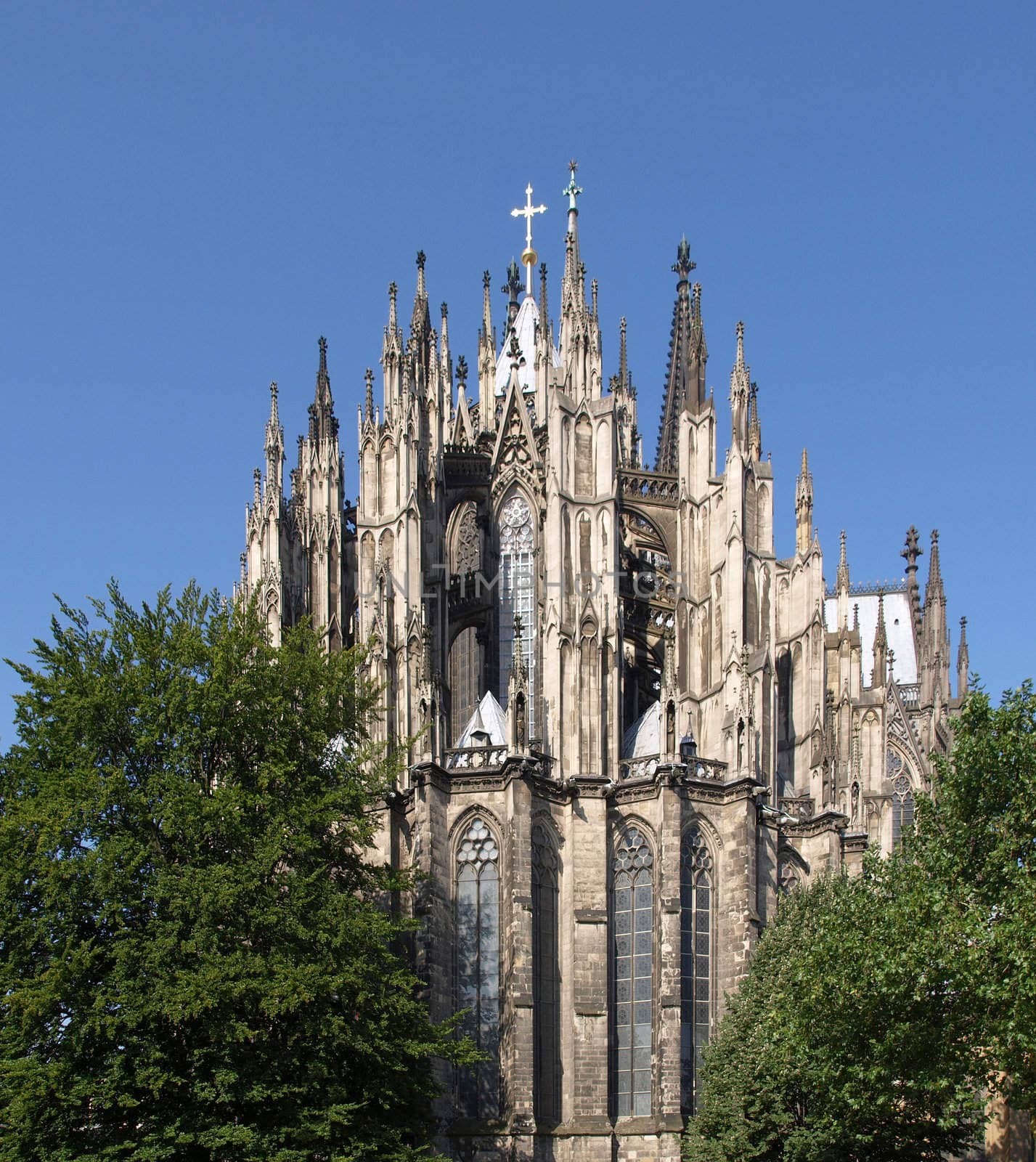 Koelner Dom, gothic cathedral church in Koeln (Cologne), Germany - rectilinear frontal view