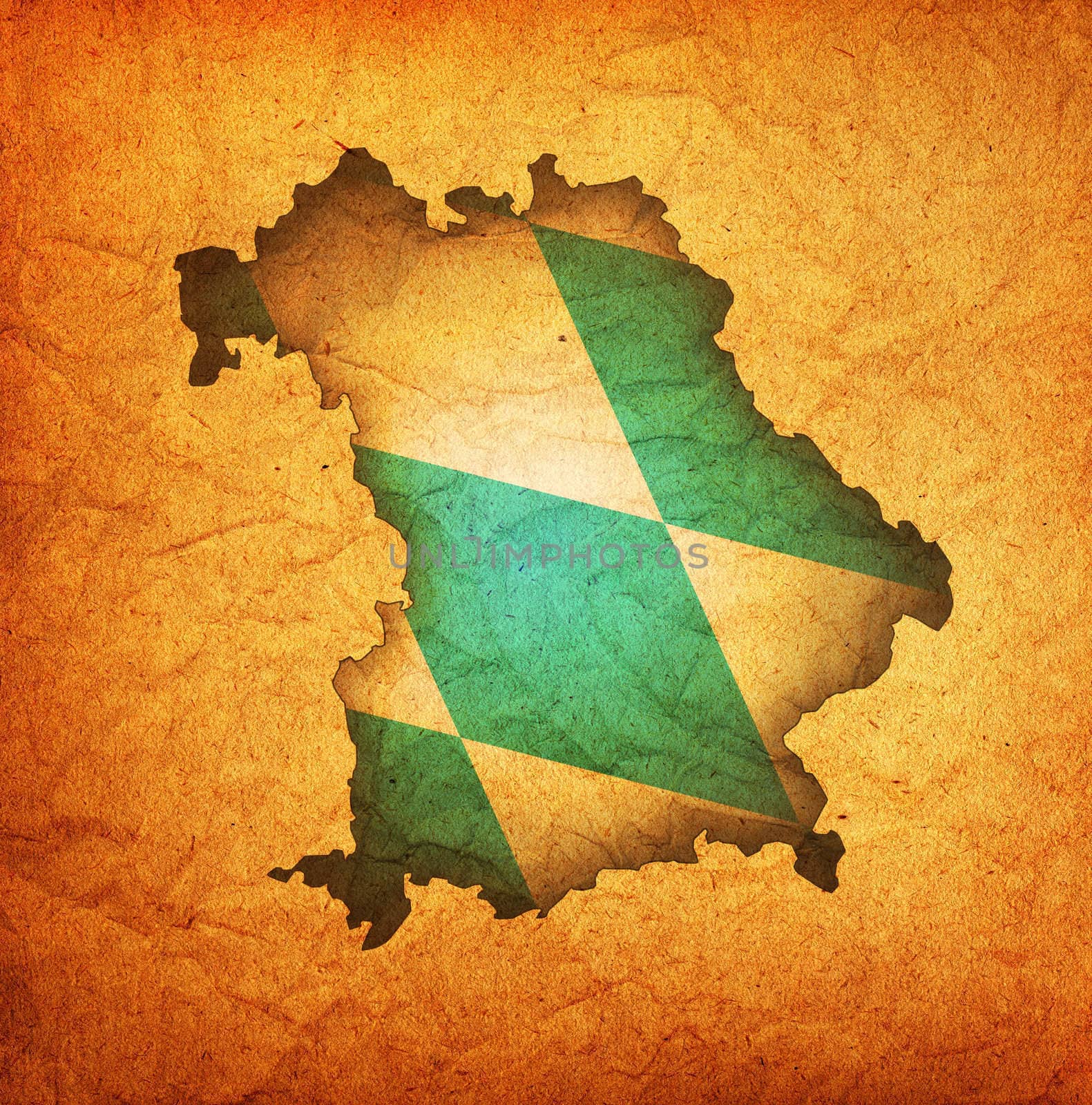 isolated map of bavaria region with flag