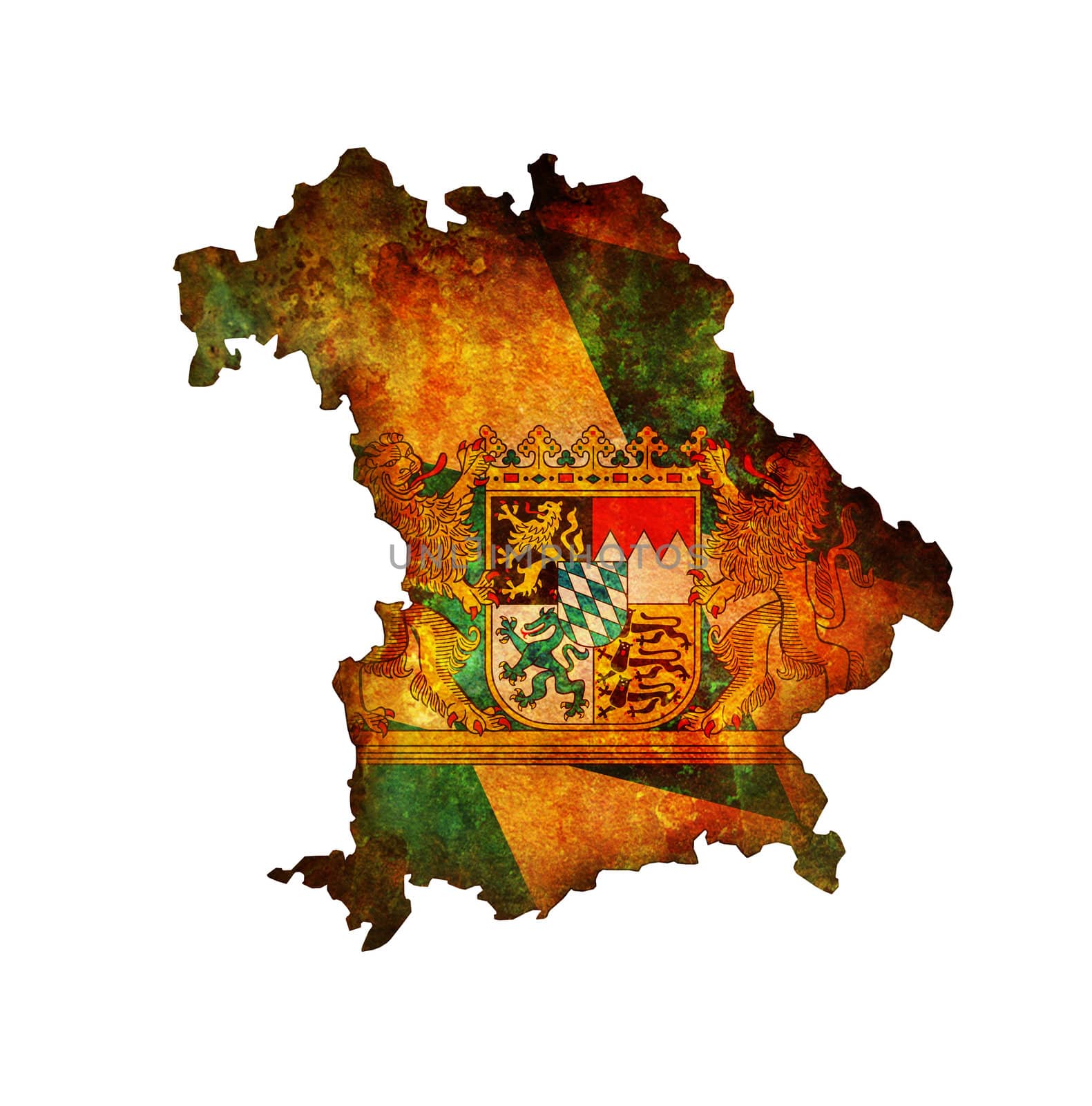 isolated map of bavaria region with flag