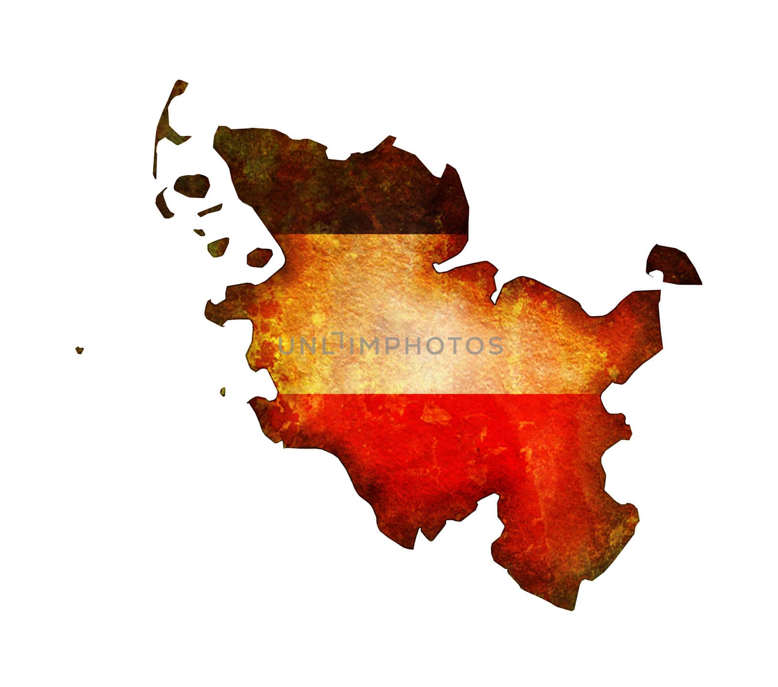 isolated map of schleswig holstein region with flag