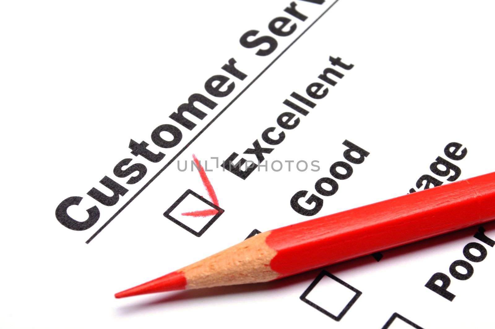 customer service survey with red pencil and checkbox showing satisfaction concept