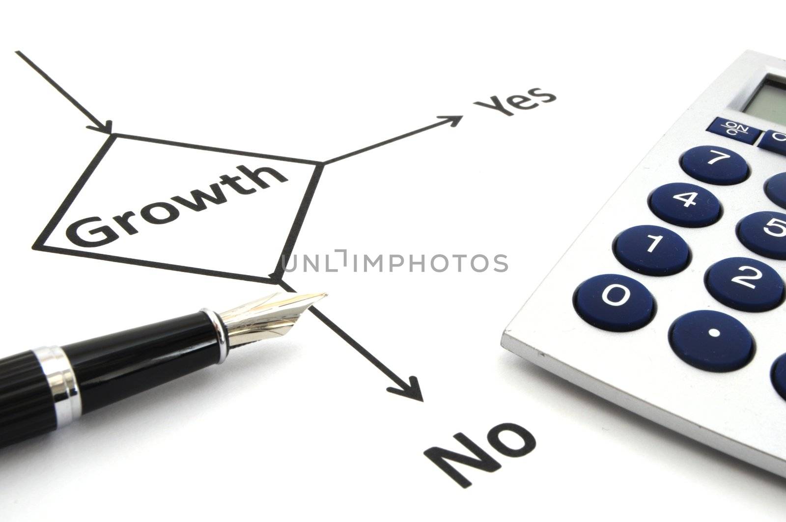 business or finance concept with word growth in flow chart