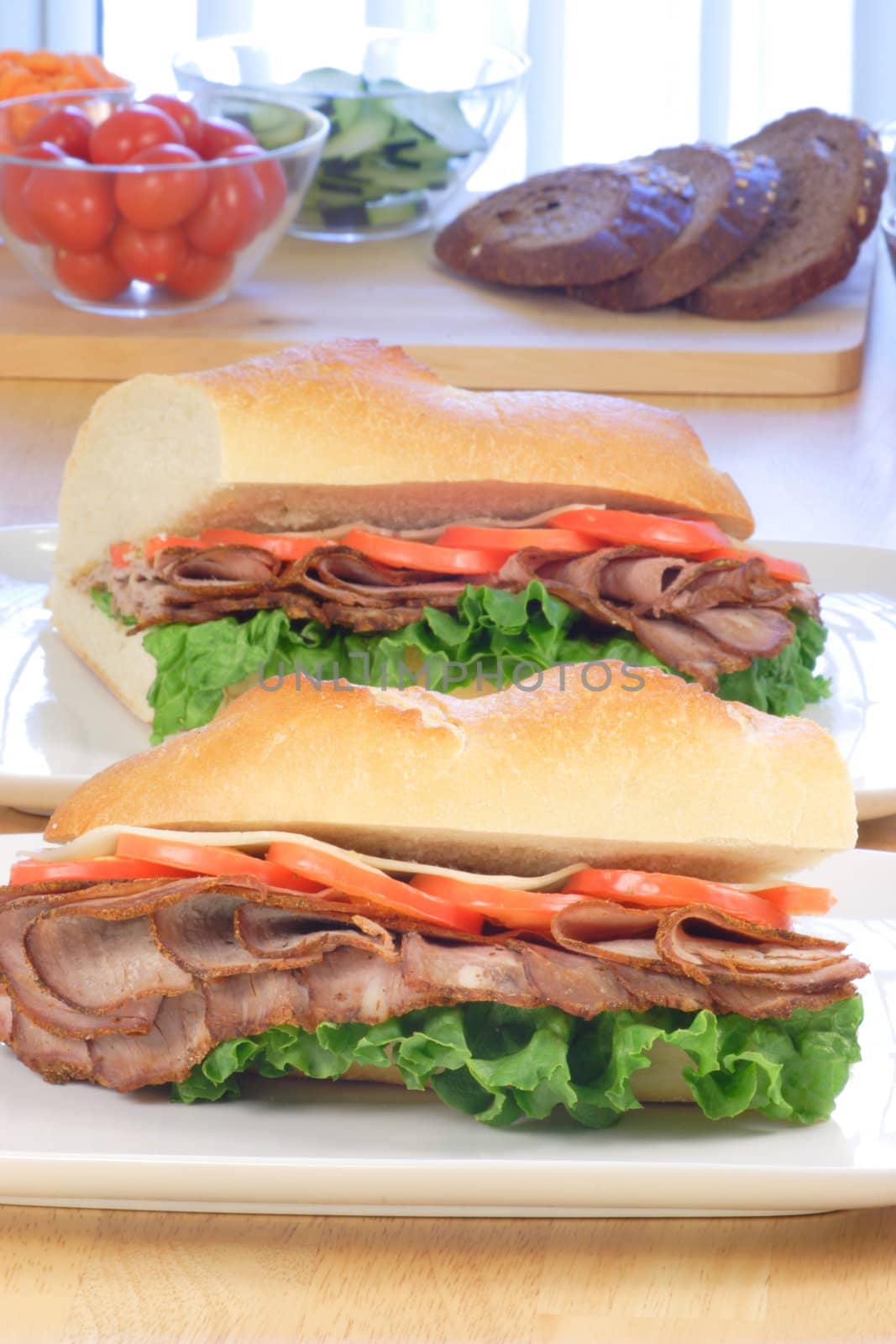 oven roasted beef sub and veegies by tacar
