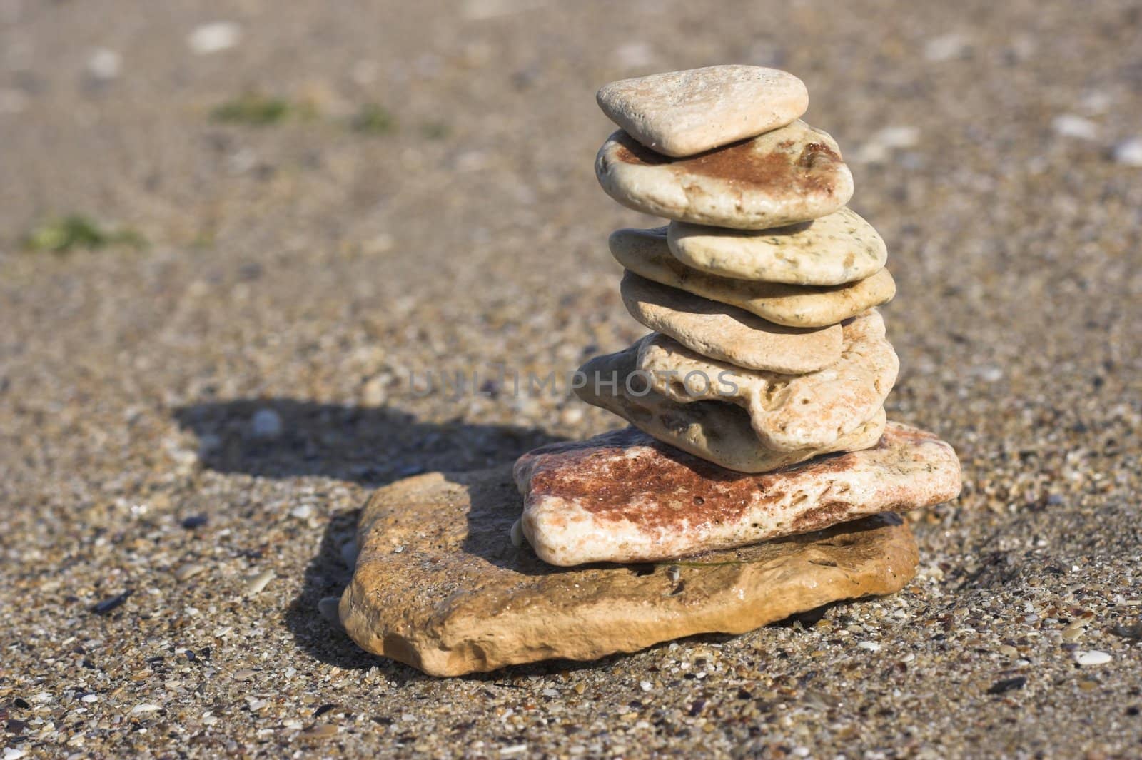 Zen type rock setting on the beach