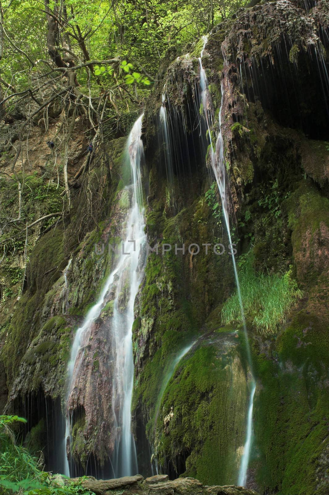 A waterfall landscape in the bulgarian creek
