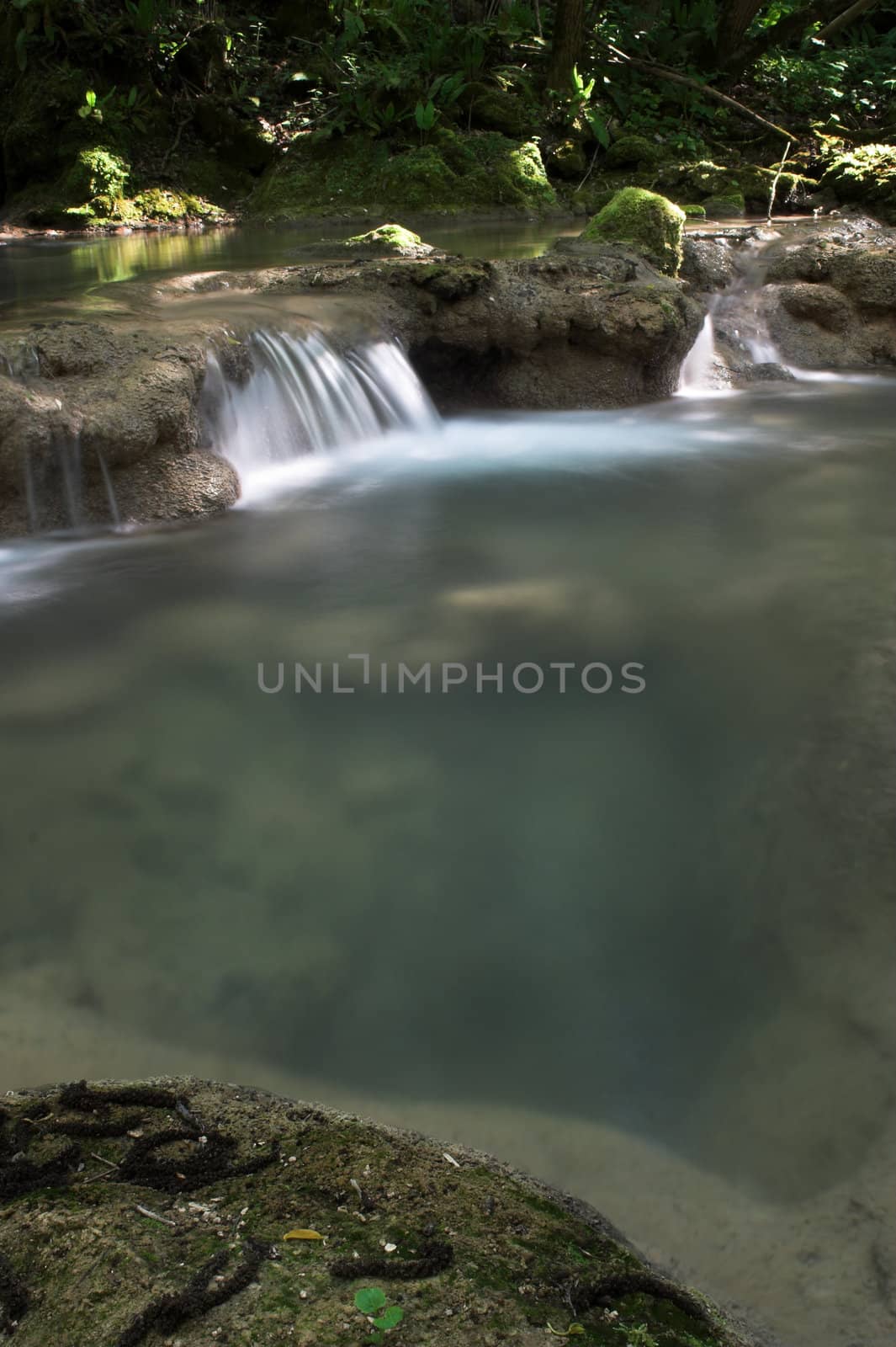 A waterfall landscape in the bulgarian creek
