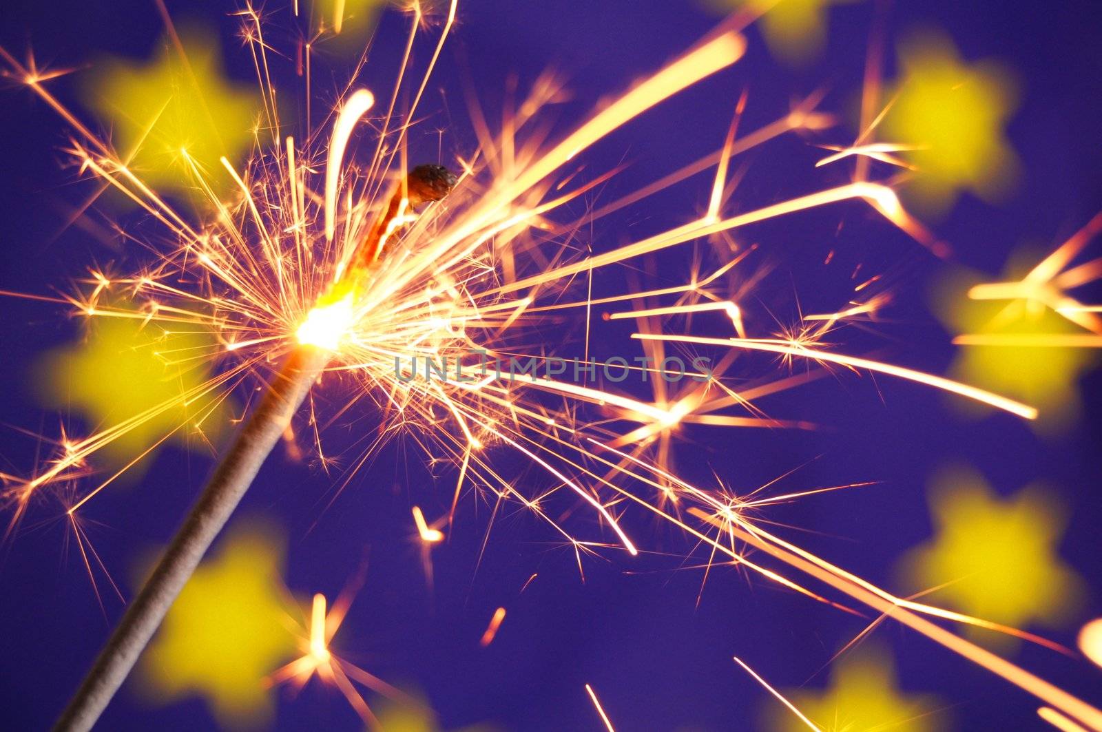 eu or european union flag with sparkler showing celebration concept