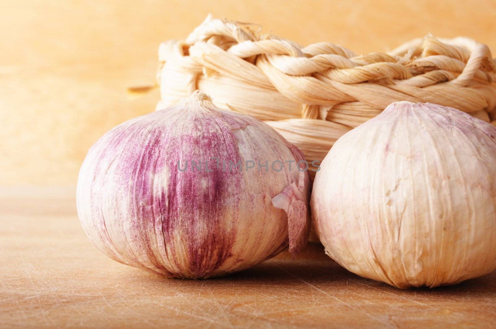 garlic and copyspace showing healthy food concept