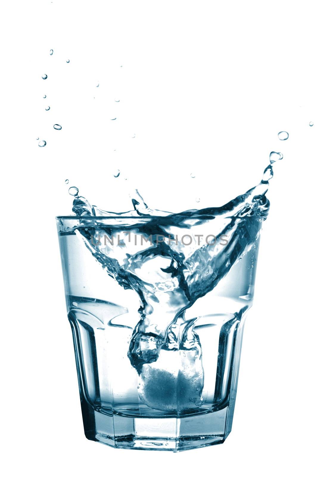 fresh water cocktail in a glass isolated on white background