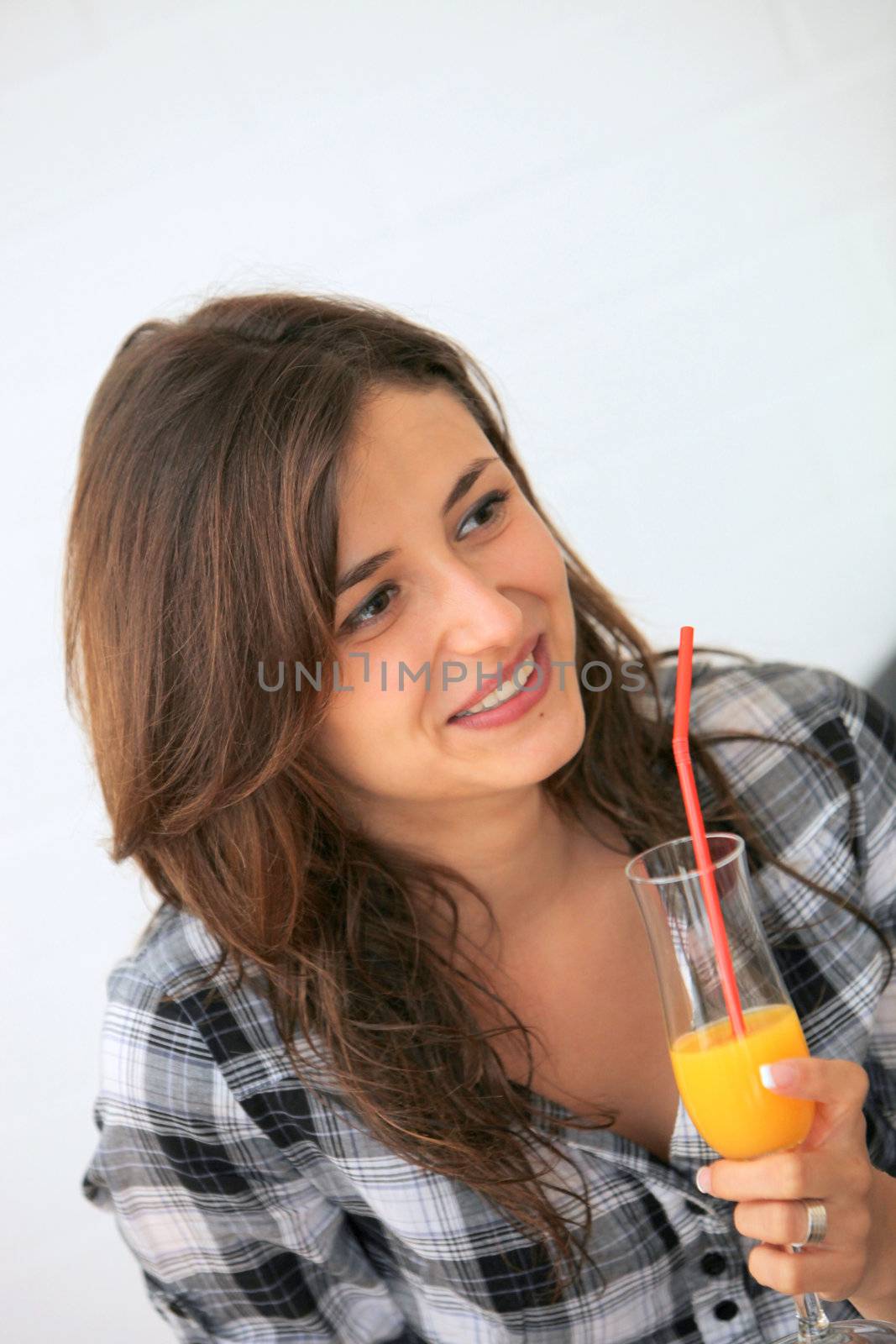 young woman drinking cocktail or juice by Farina6000