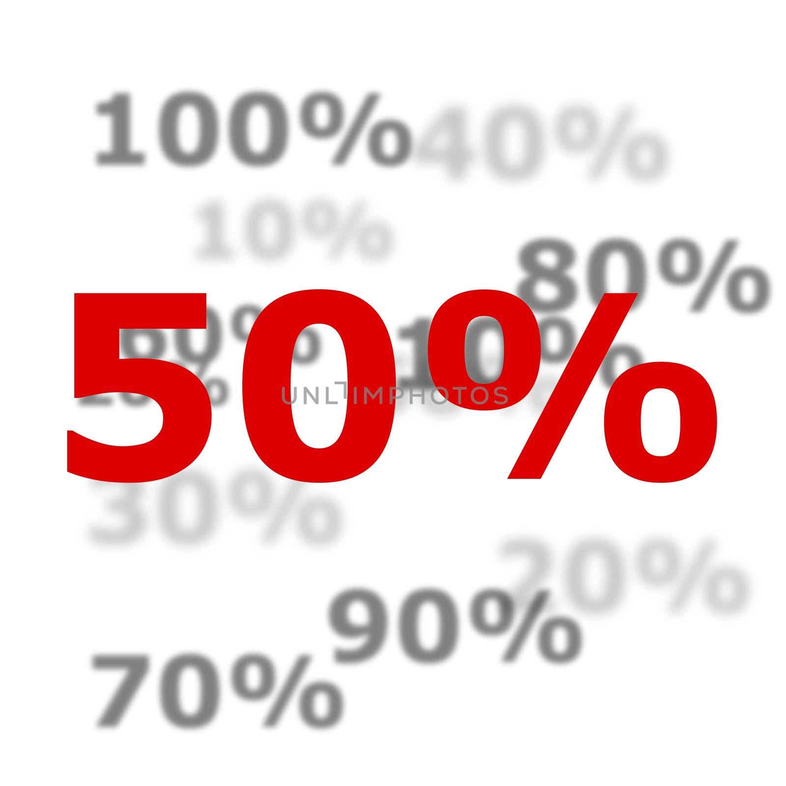 50 percent discount or sale concept with red number