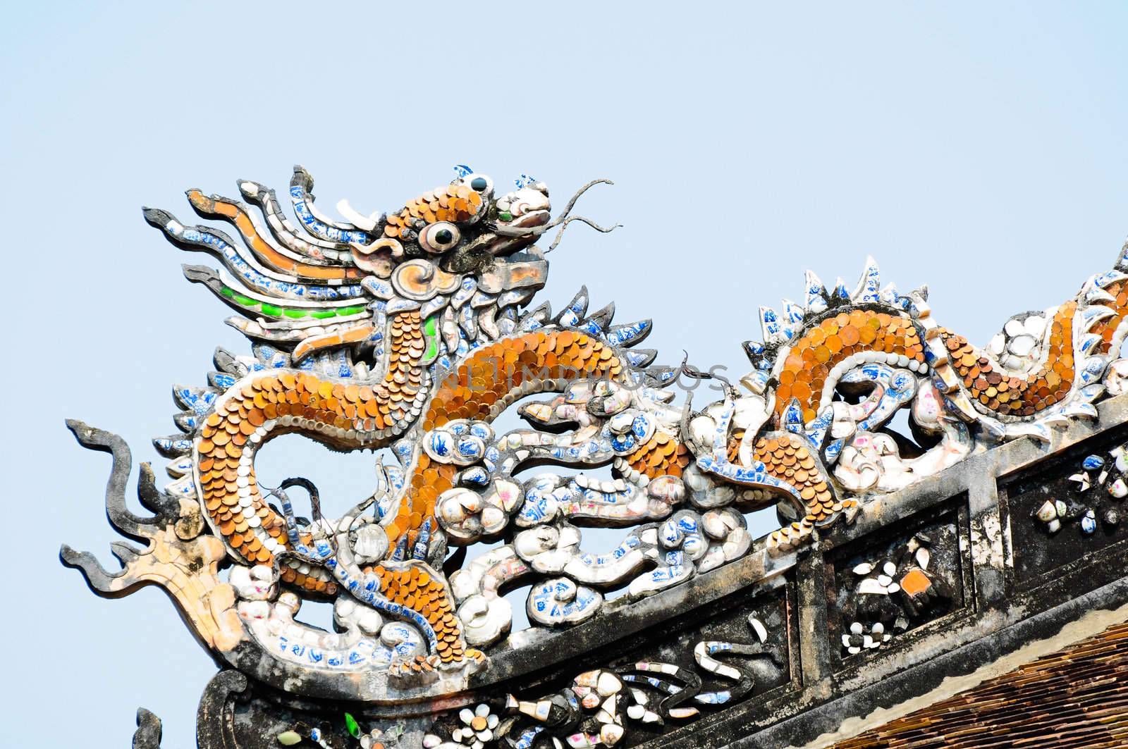 The dragon on the roof top, vietnam