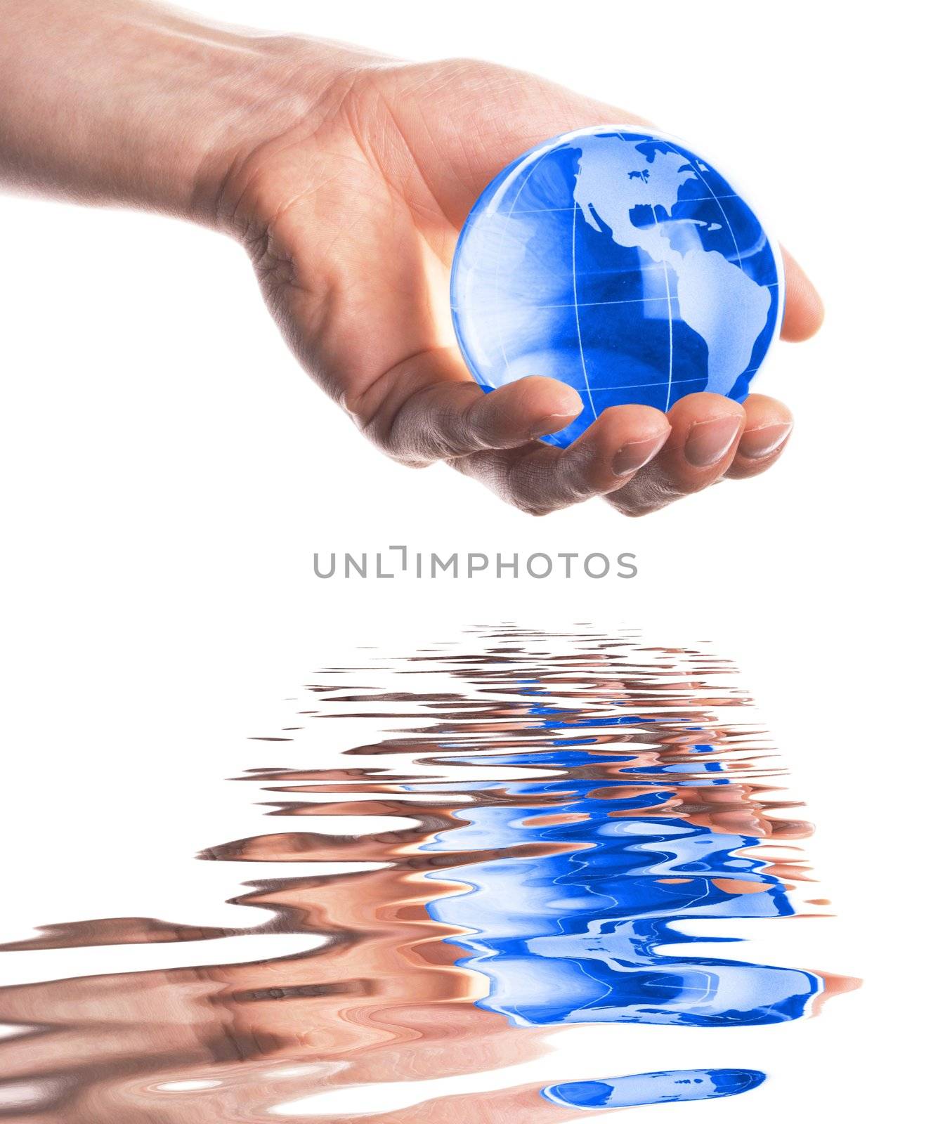 hand and globe showing nature or eco concept